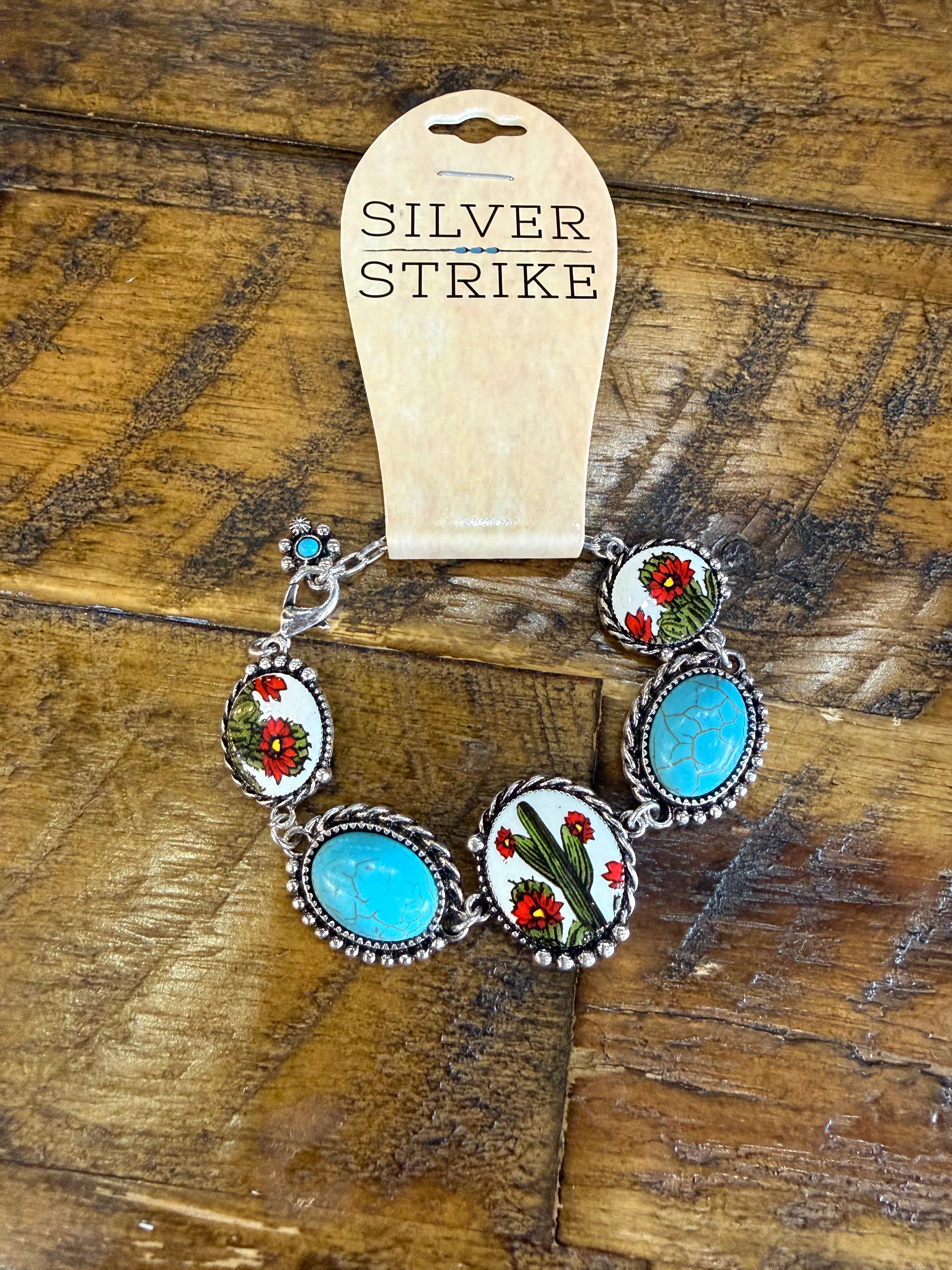 Cactus and turquoise stone bracelet