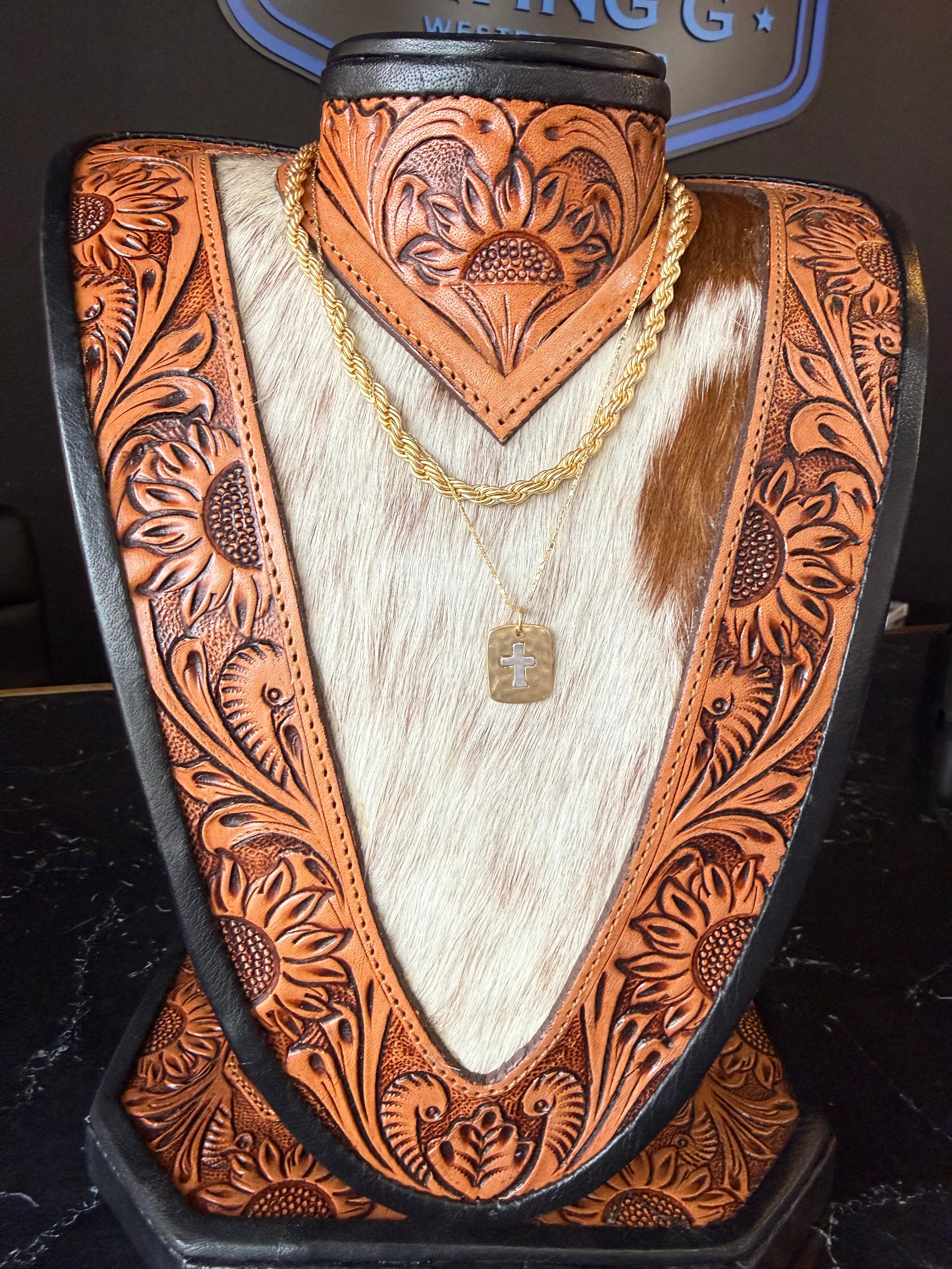 2 Layer Gold Cross Chain Necklace