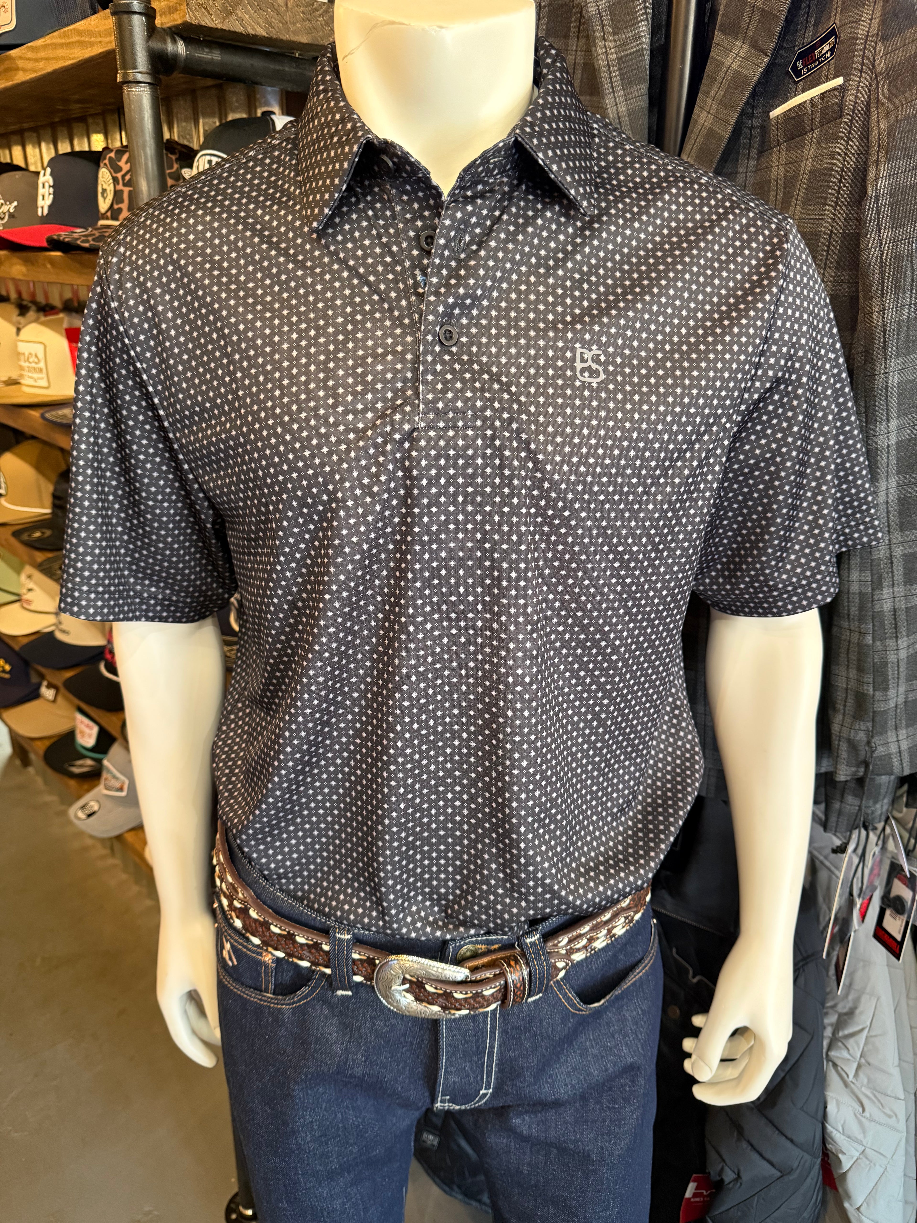 Black Printed Rock & Roll Polo