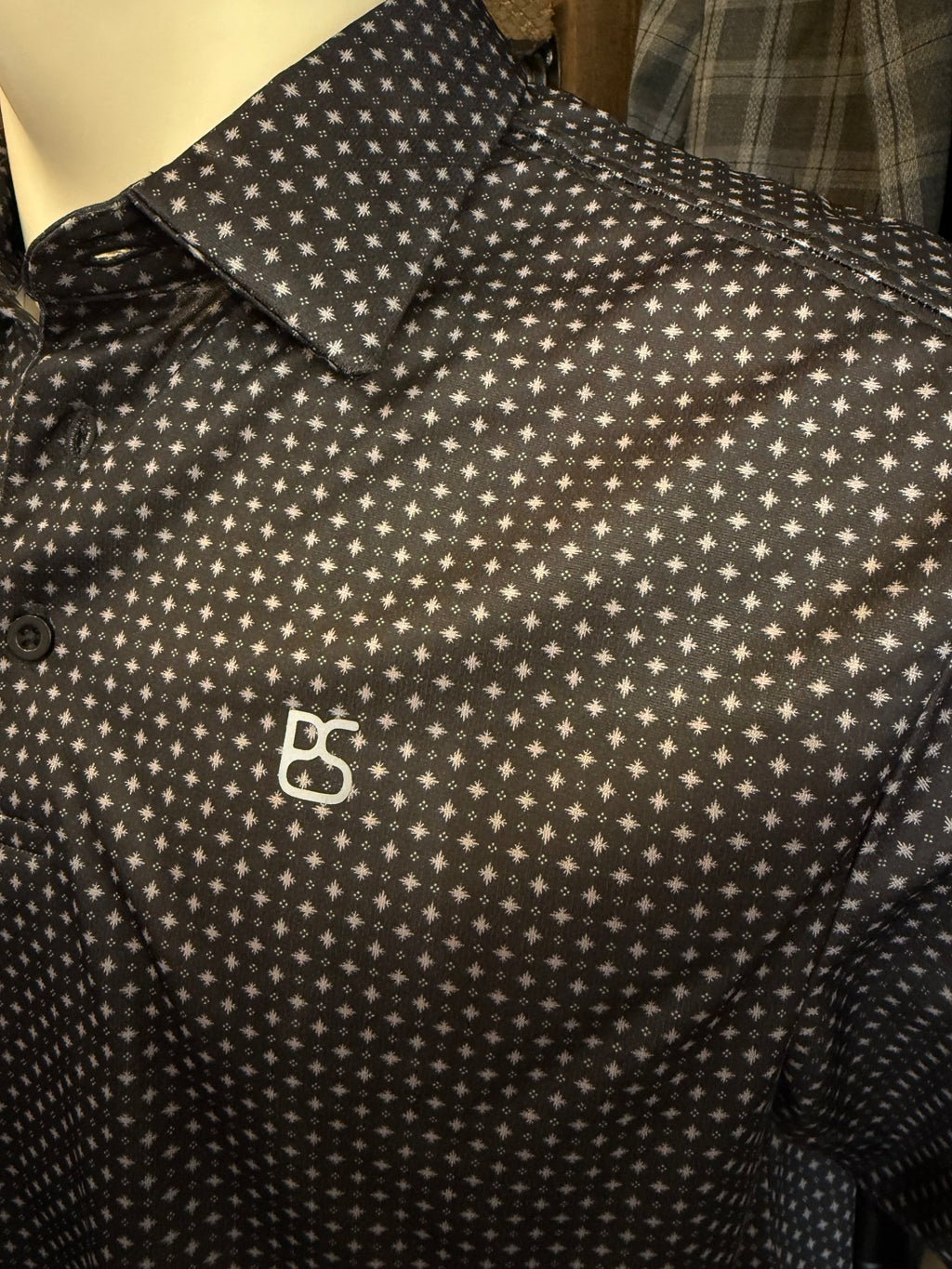 Black Printed Rock & Roll Polo