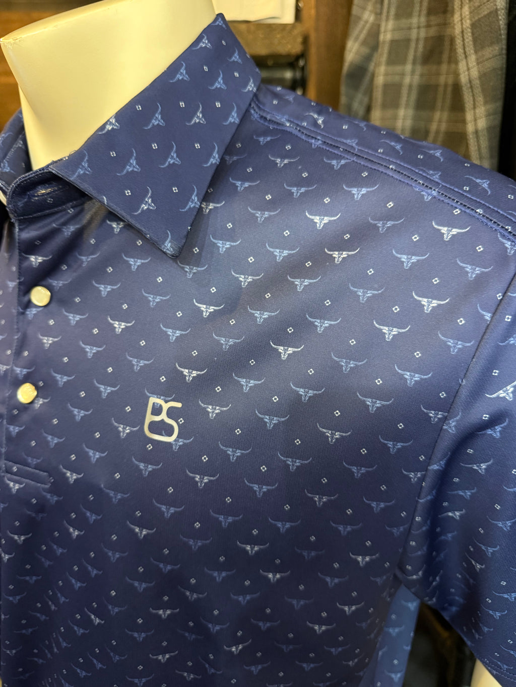 Blue longhorn Rock & Roll Polo