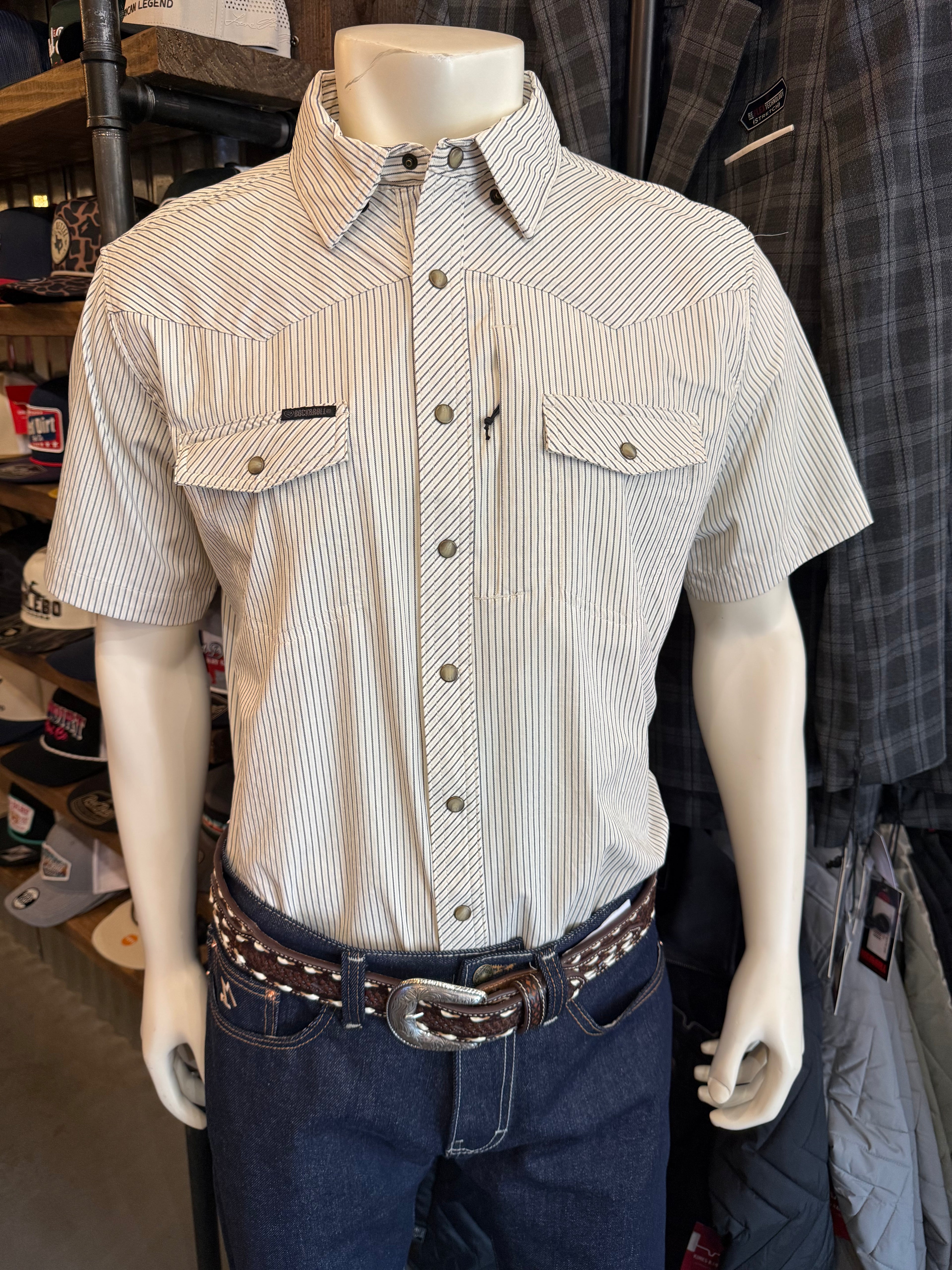 Rock & Roll TEK Stripe Pearl Snap