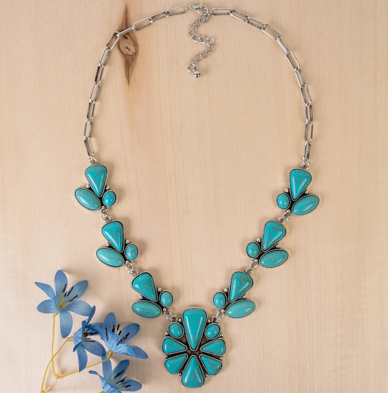 Squash blossom turquoise and silver