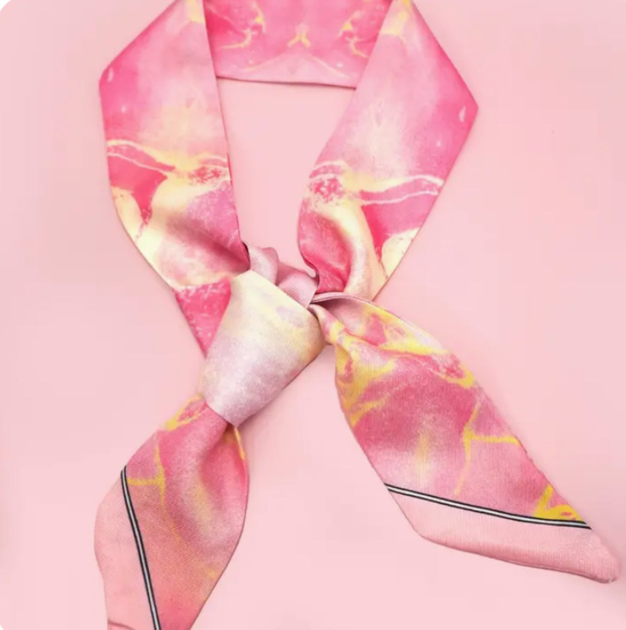 Pink and yellow twilly tie