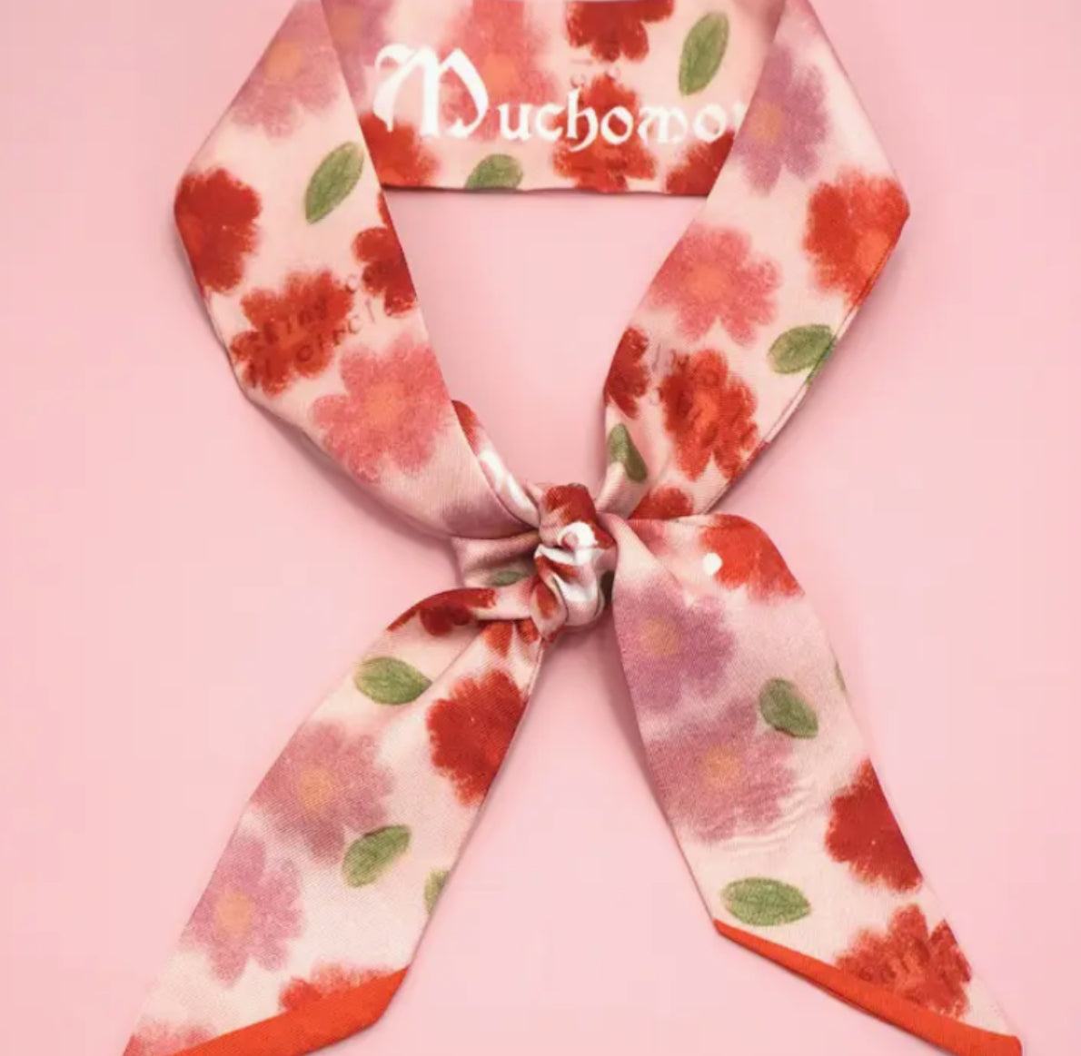Red and pink floral twilly tie