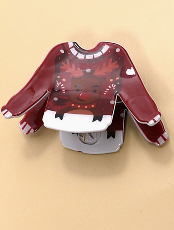 Christmas sweater claw clip