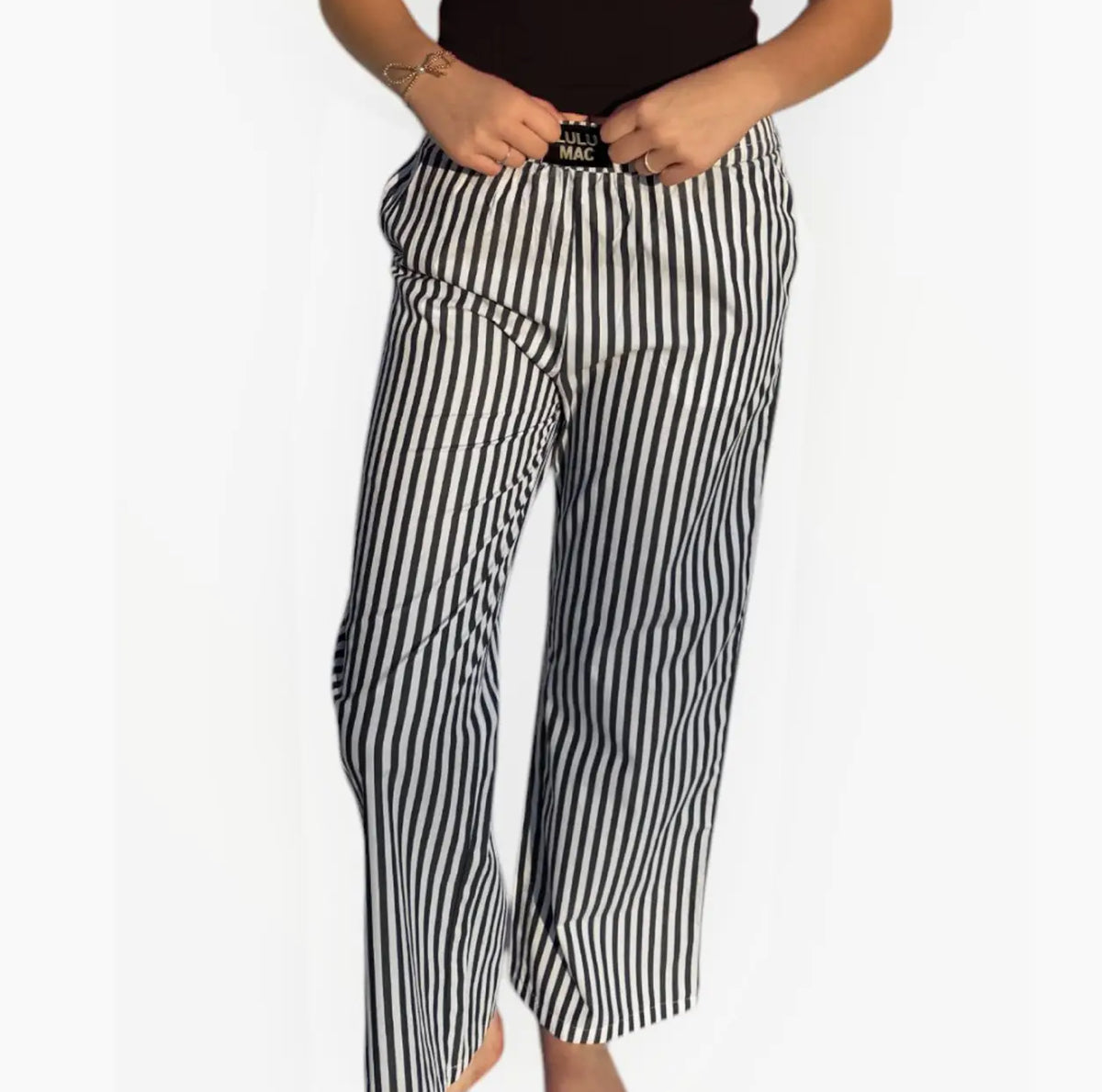 Black striped Lulu mac pants
