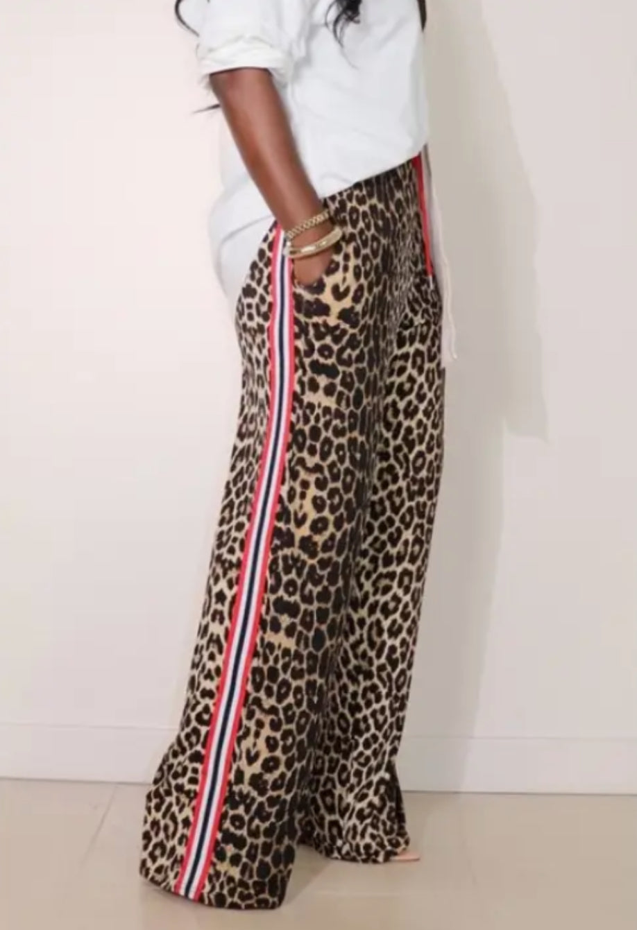 Leopard and stripe pants