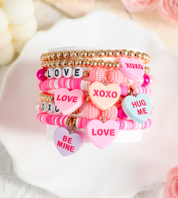 Valentines bracelet stack