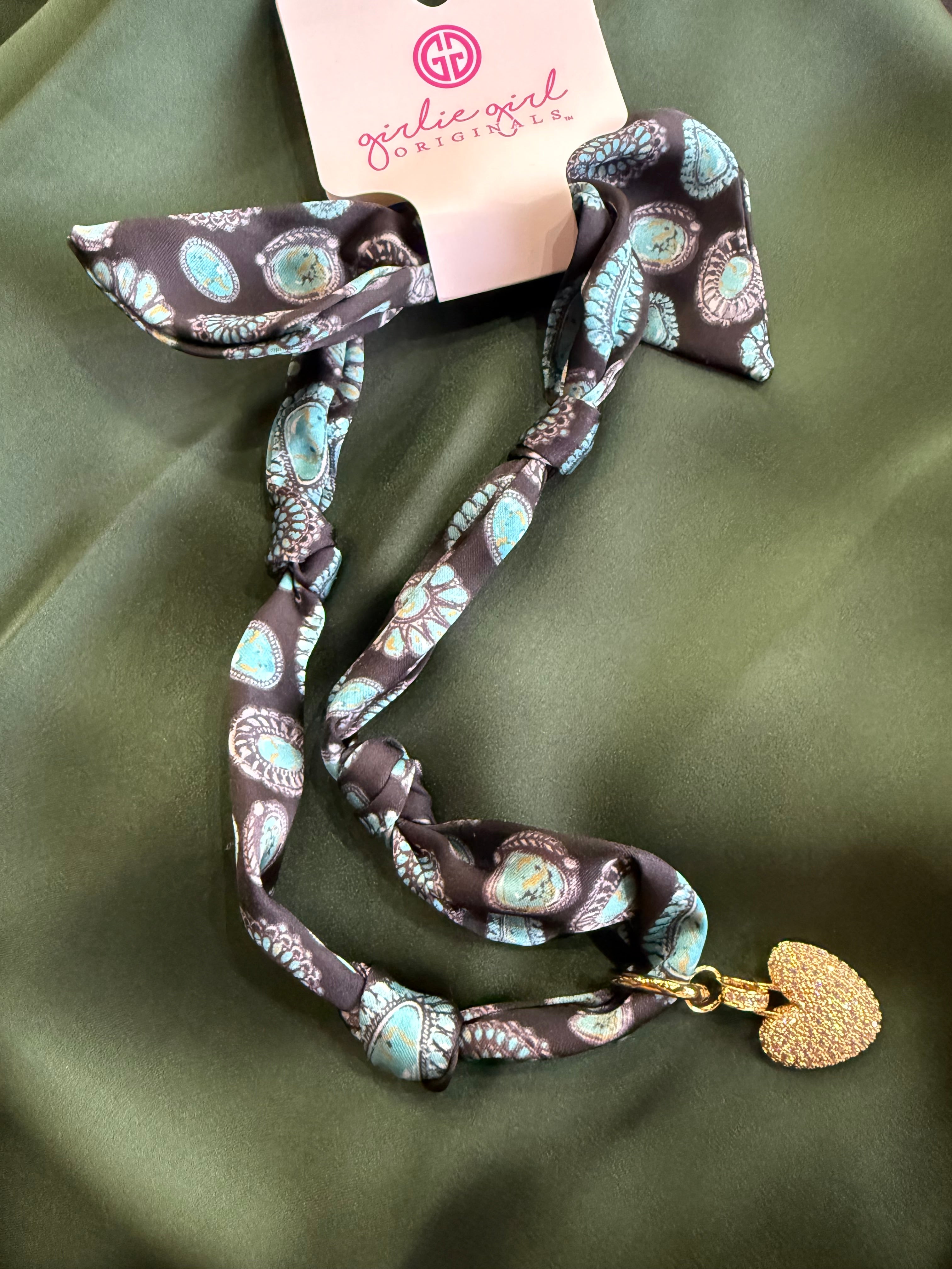 Turquoise scarf necklace