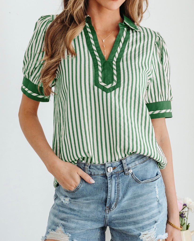 Green stripe top