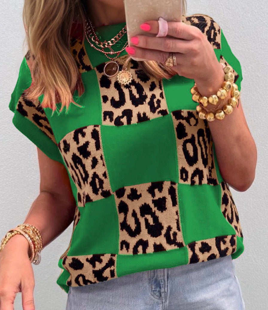 Green cheetah sweater
