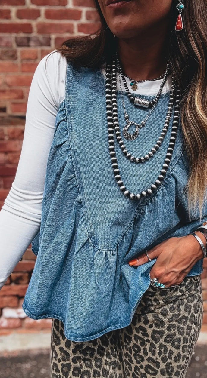Sleeveless denim top