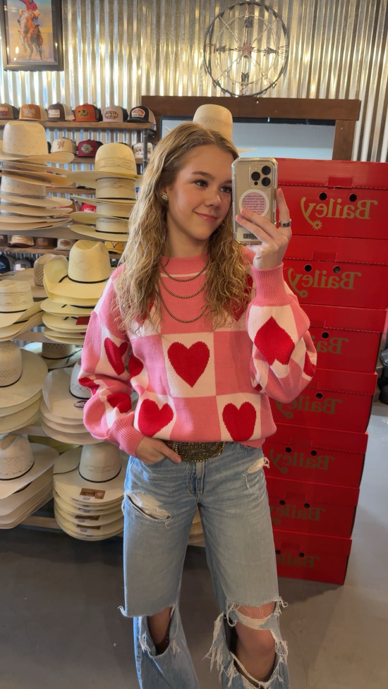 Pink heart sweater