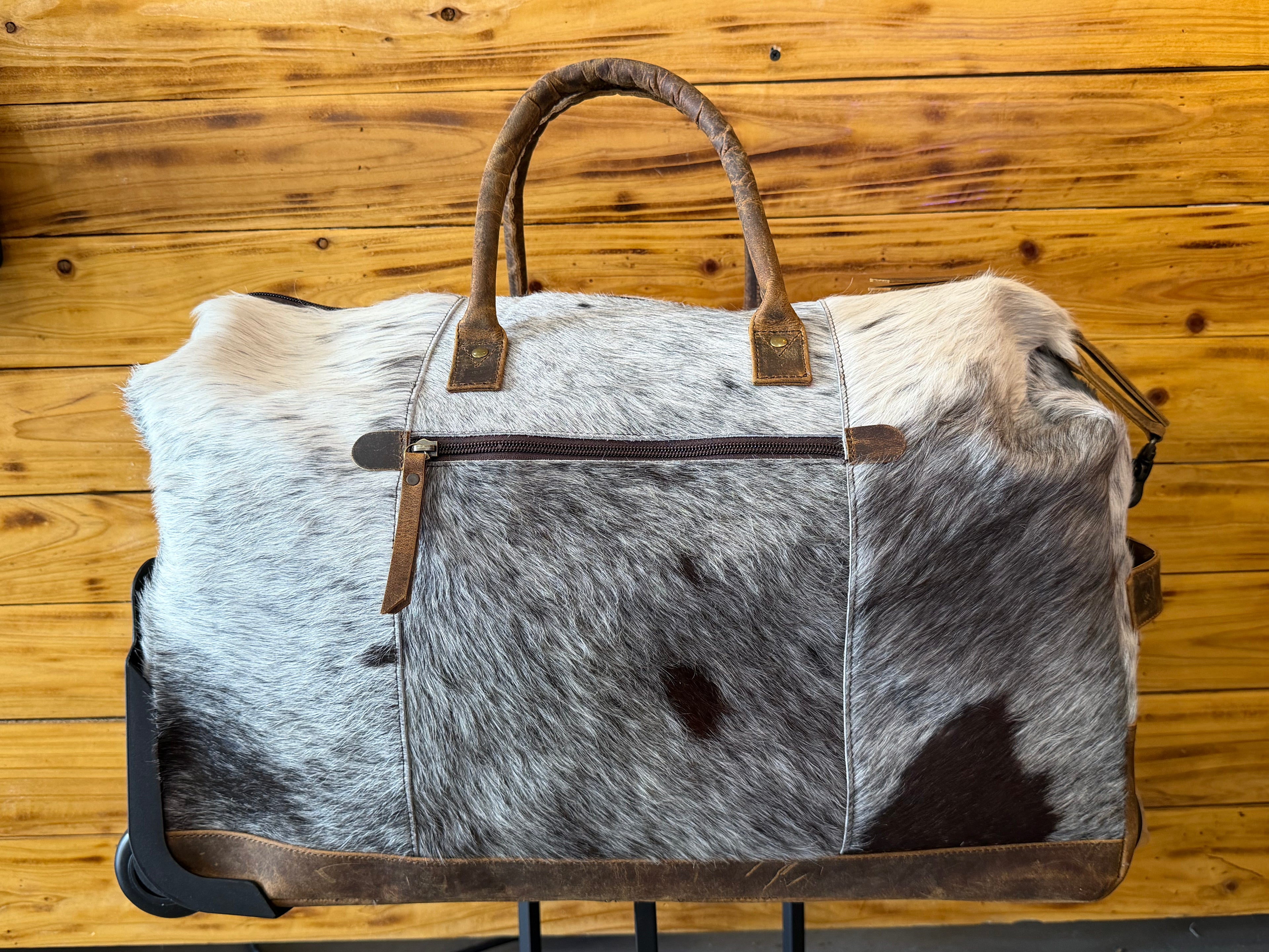 Cowhide Rolling Duffle Bag