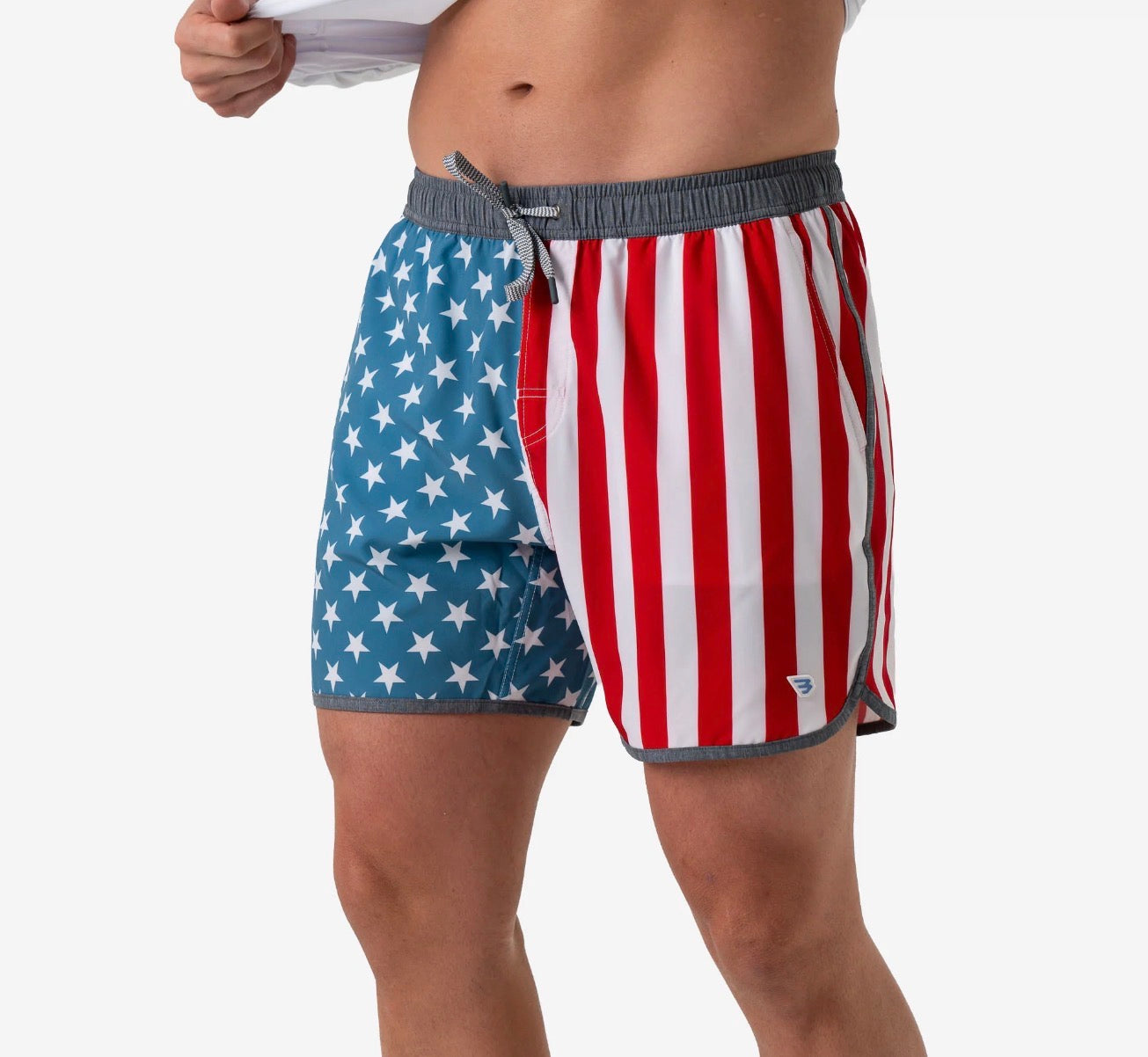 American flag BURLEBO swim trunks
