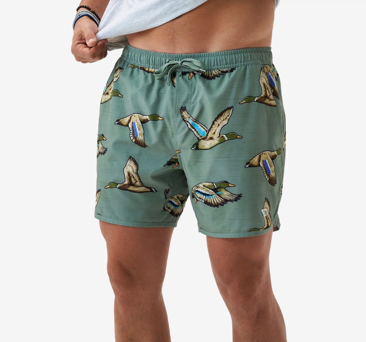 Green mallard BURLEBO swim trunks