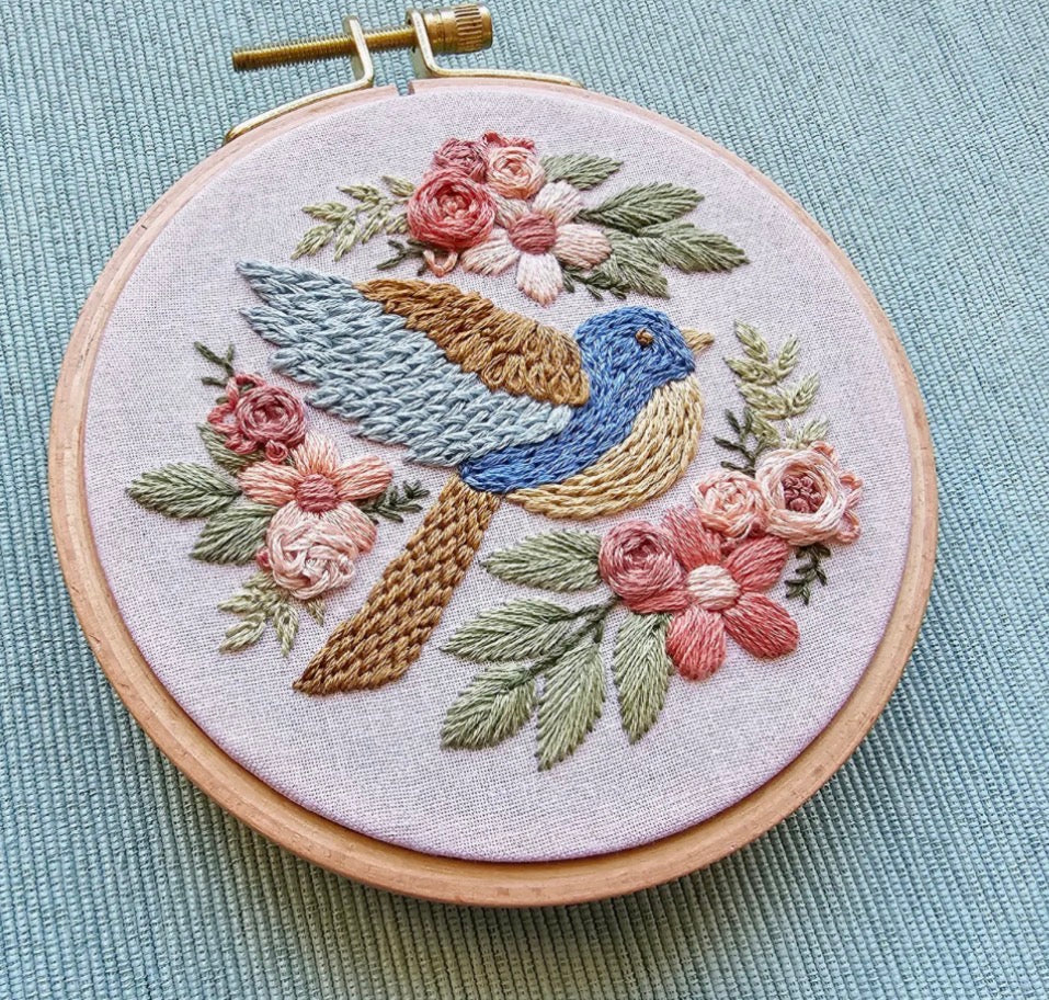 Bluebird embroidery kit
