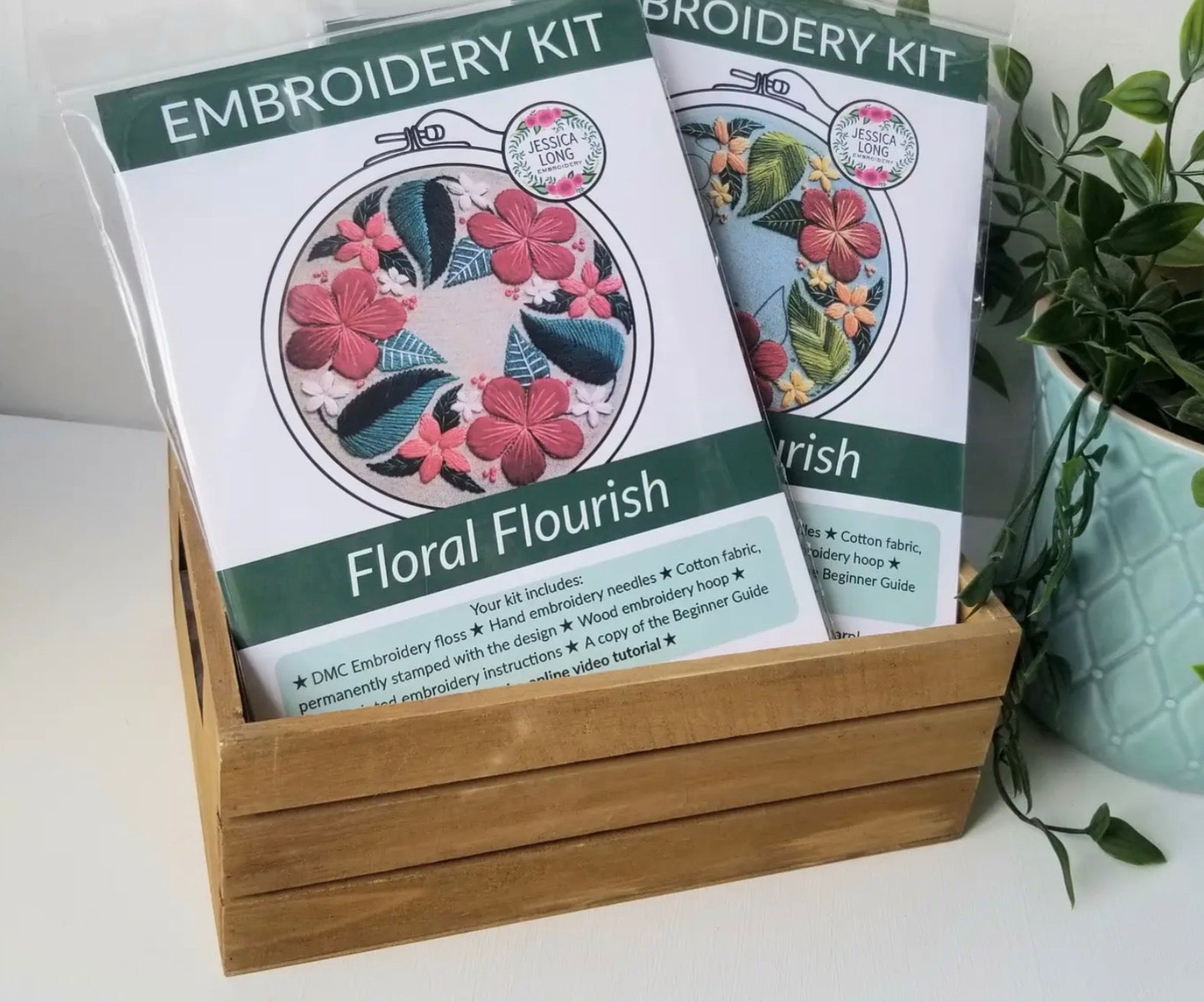 Floral flourish embroidery kit