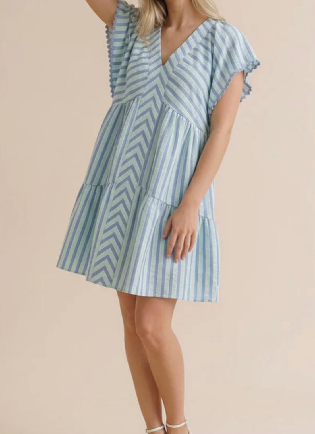 V-neck drop shoulder dress