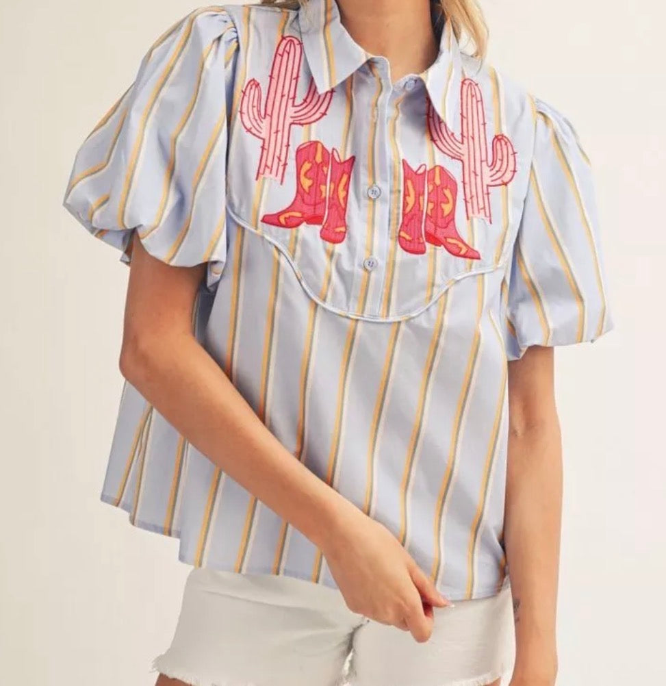 Embroidery boot shirt