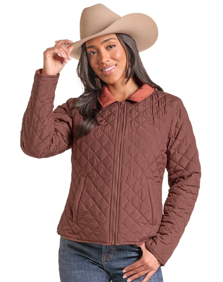 Women's Brown Reversible Quilted Jacket