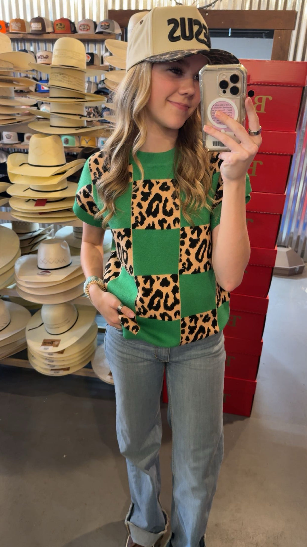 Green cheetah sweater