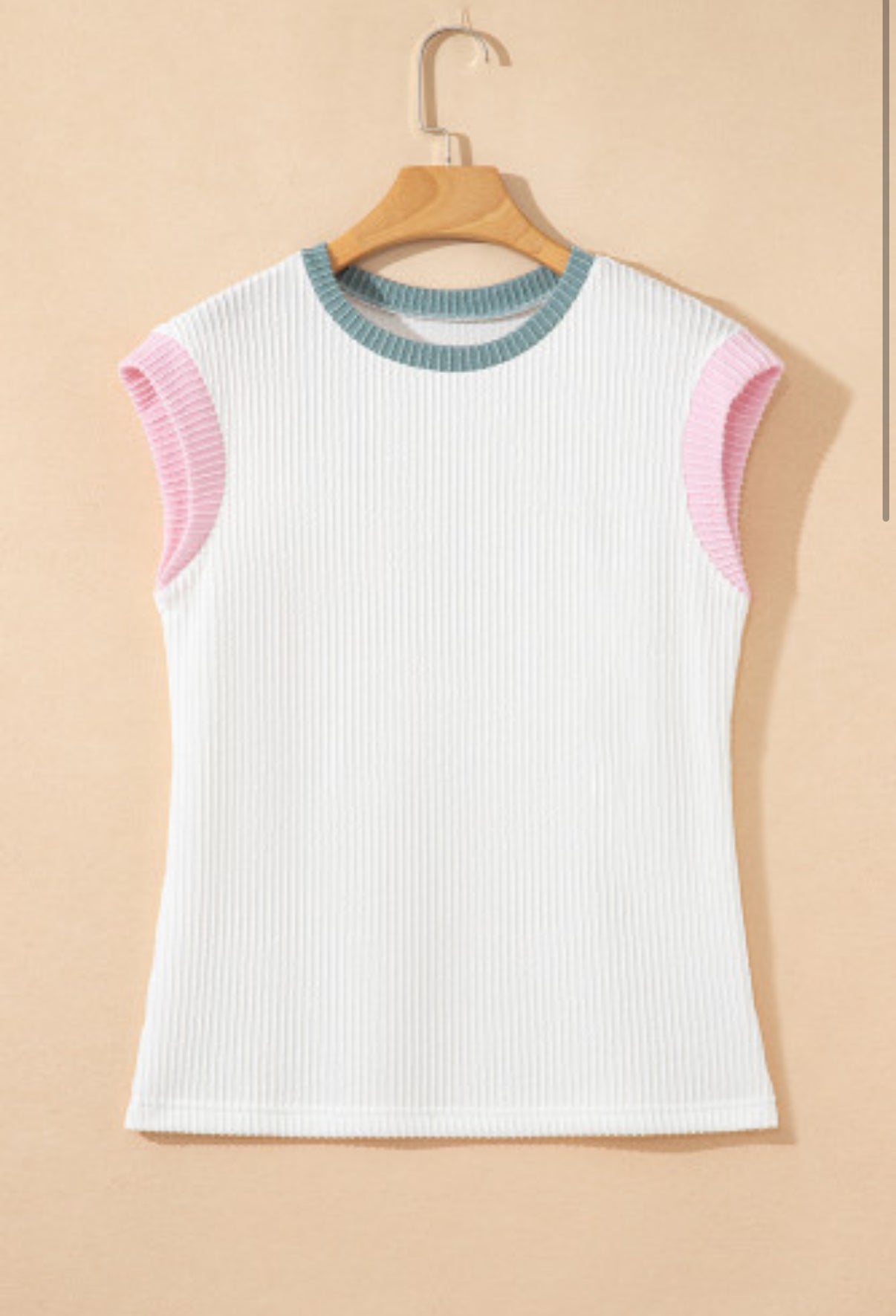 White knit with colored sleeves