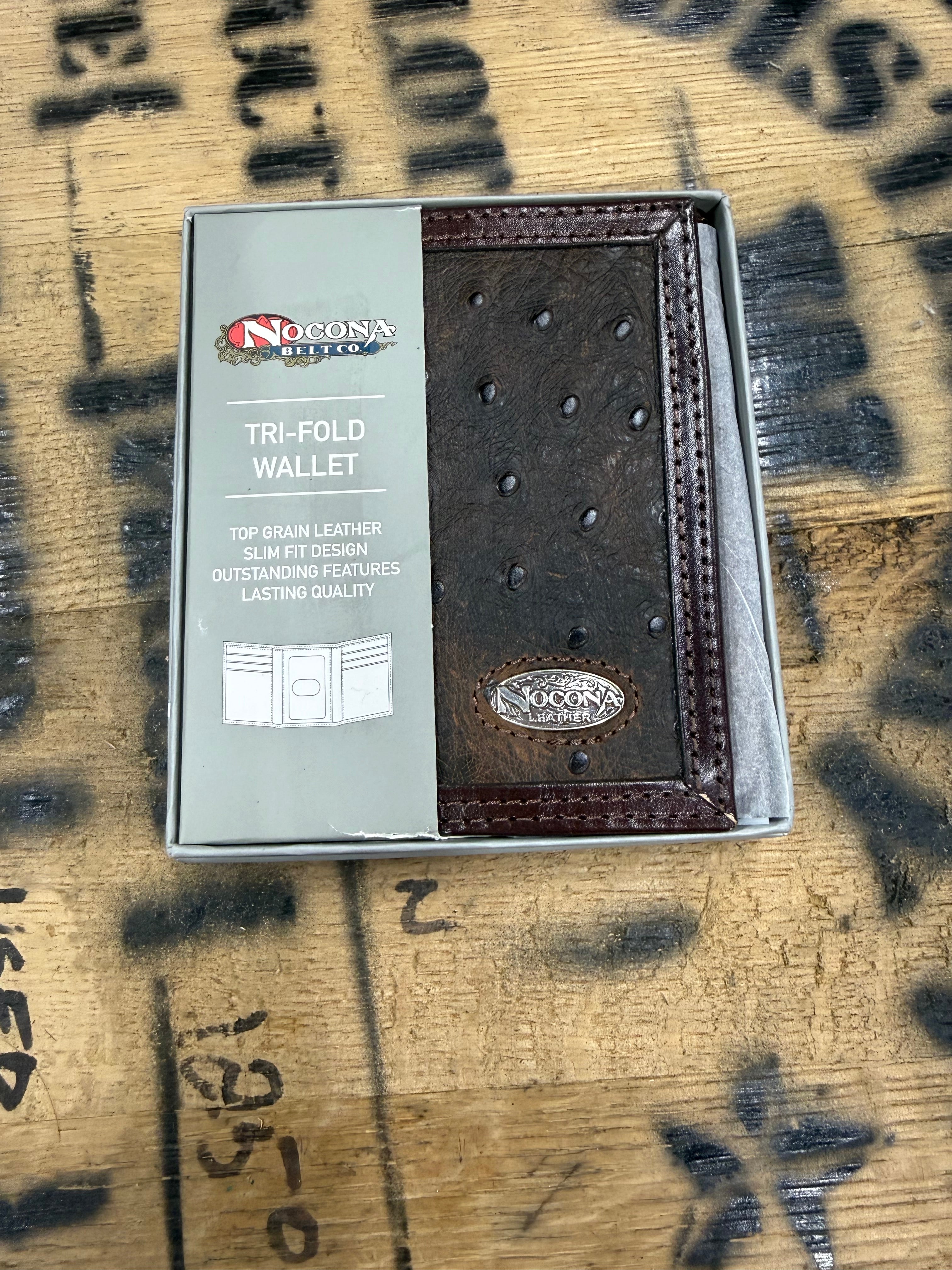 Ostrich tri-fold wallet