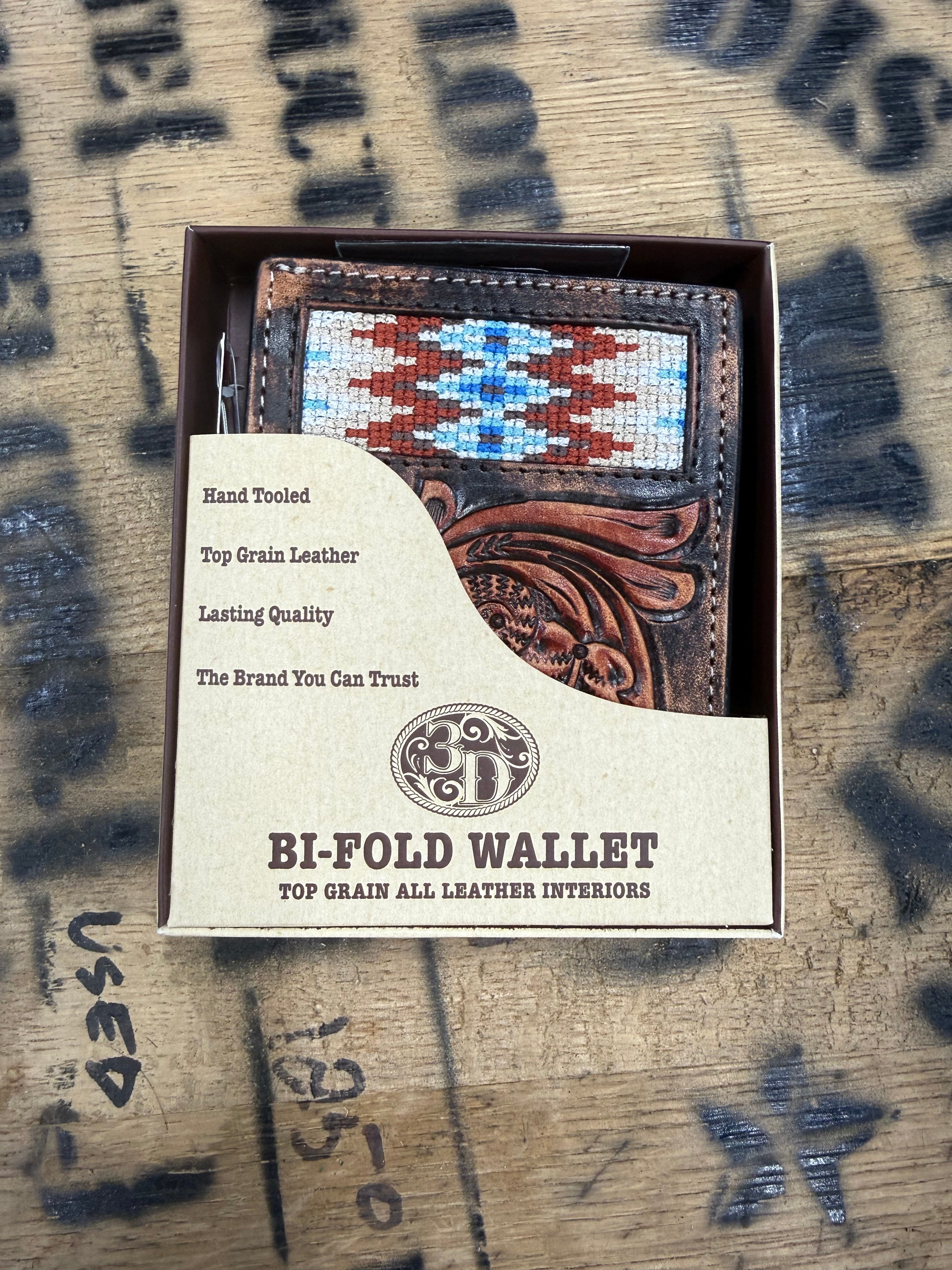 Bi-fold stitched wallet