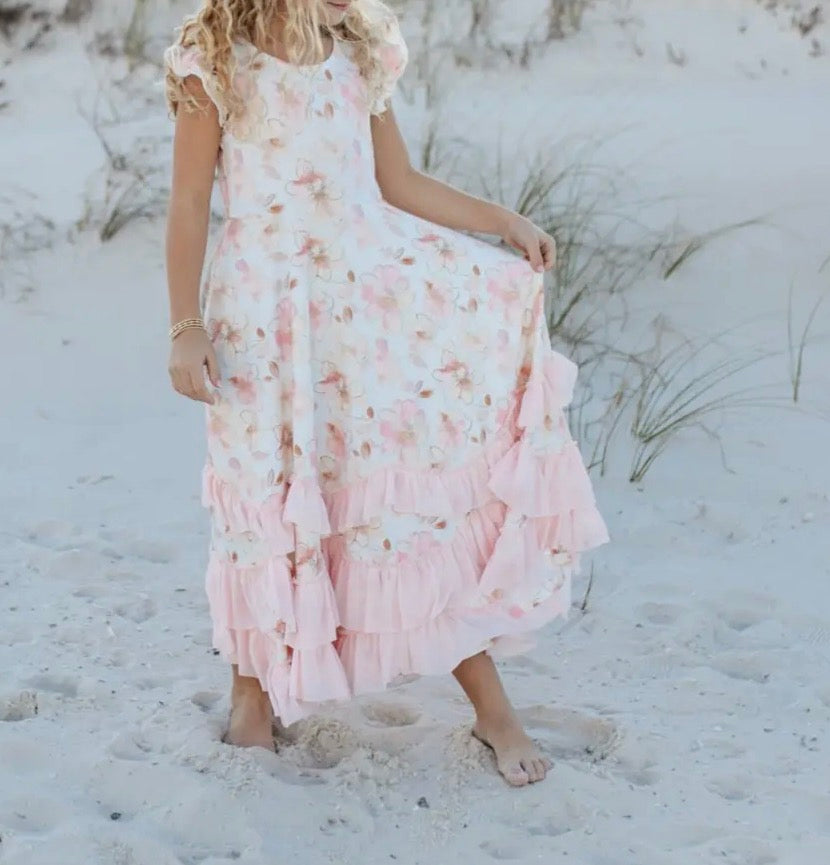 Pink ruffle girls dress