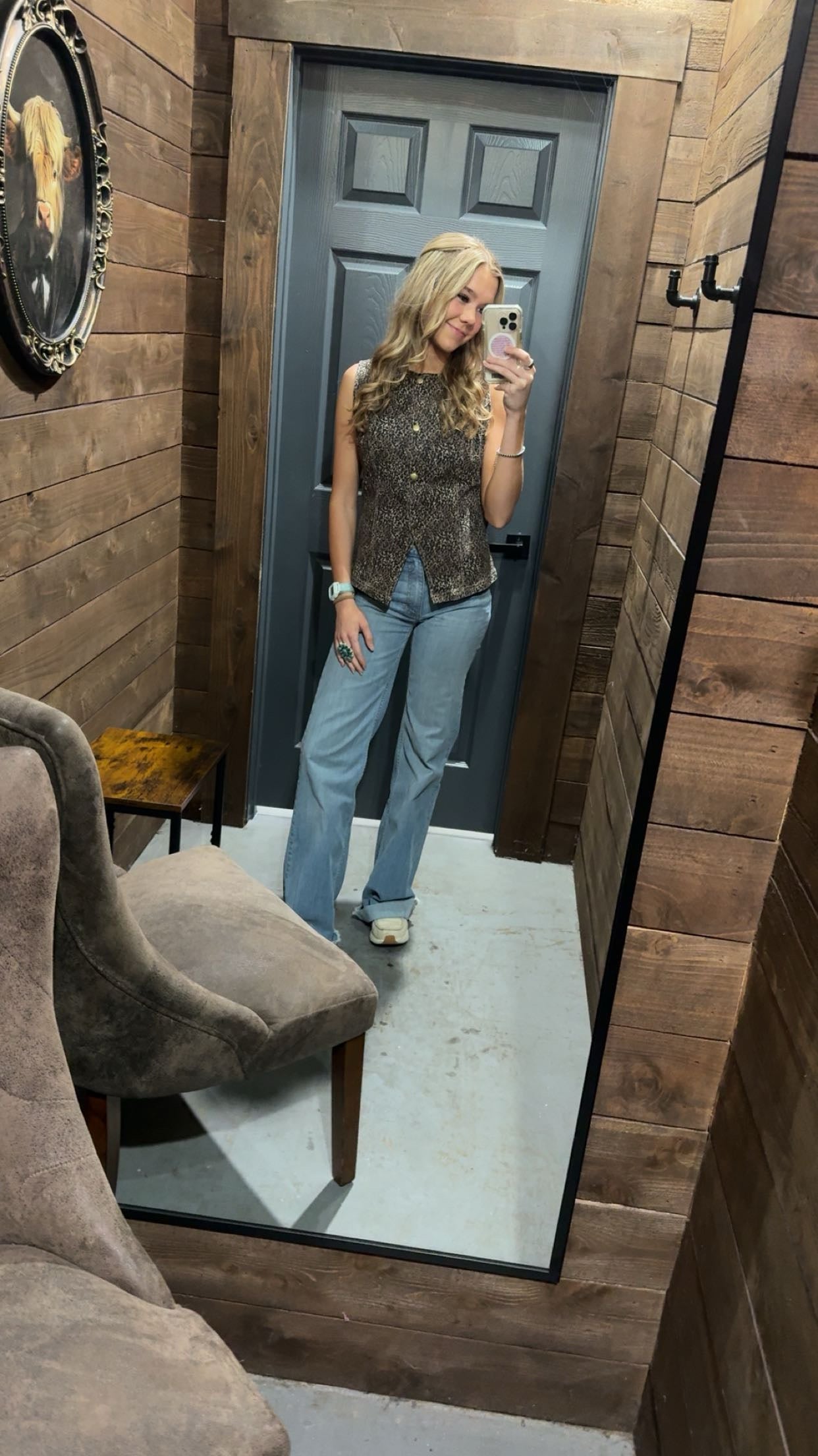 Leopard denim top