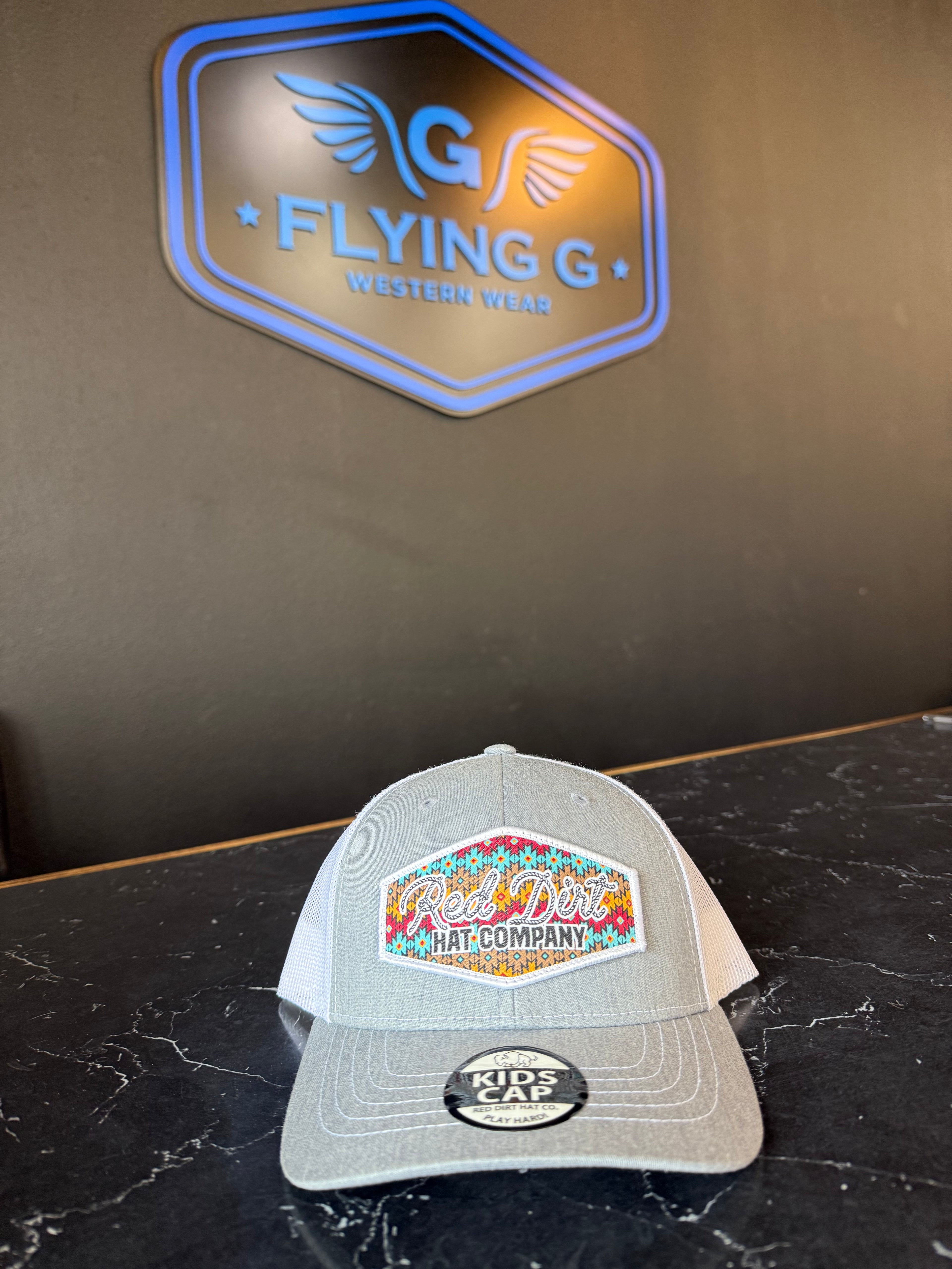 Grey red dirt youth hat