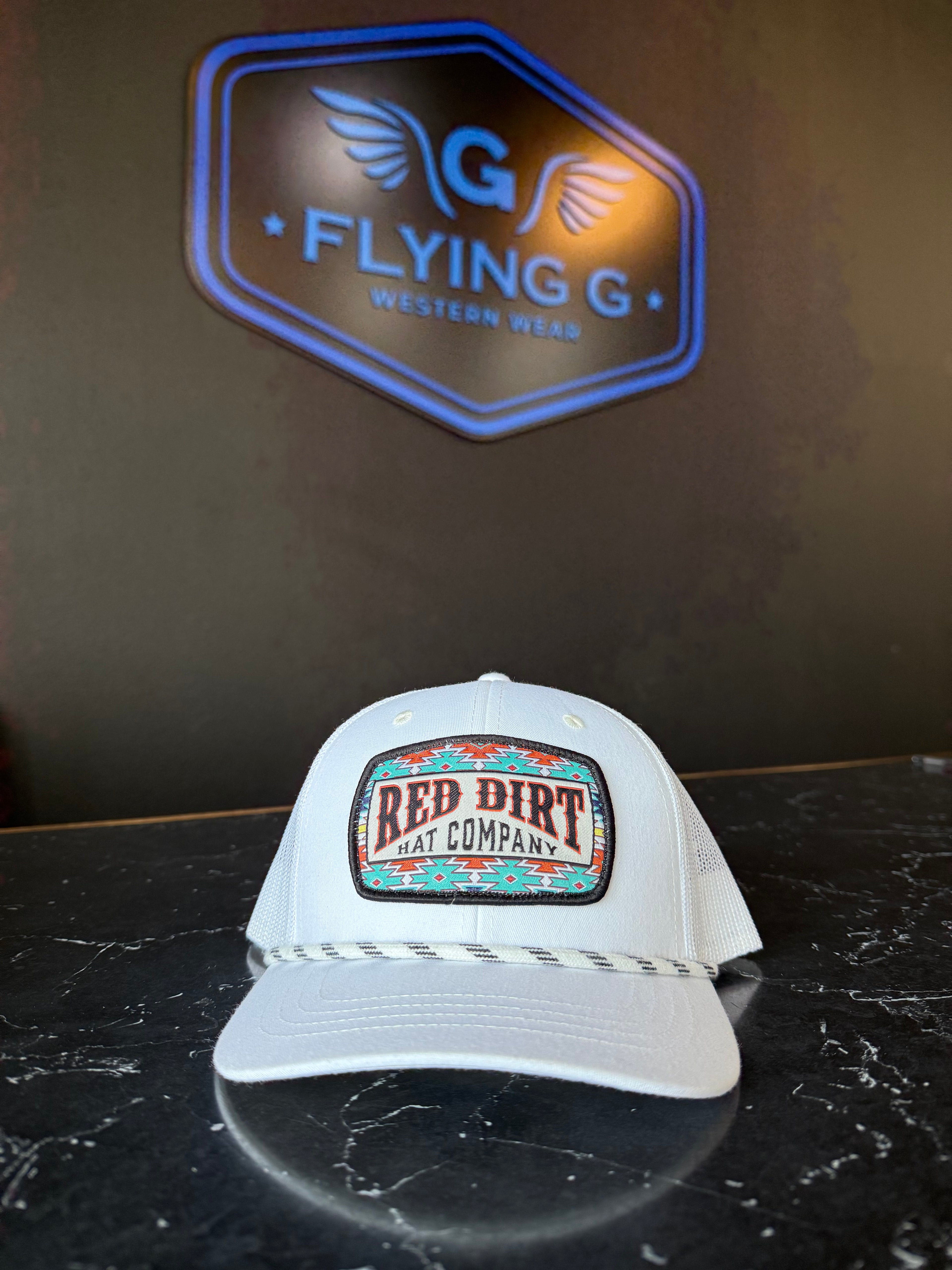 White Aztec red dirt hat youth