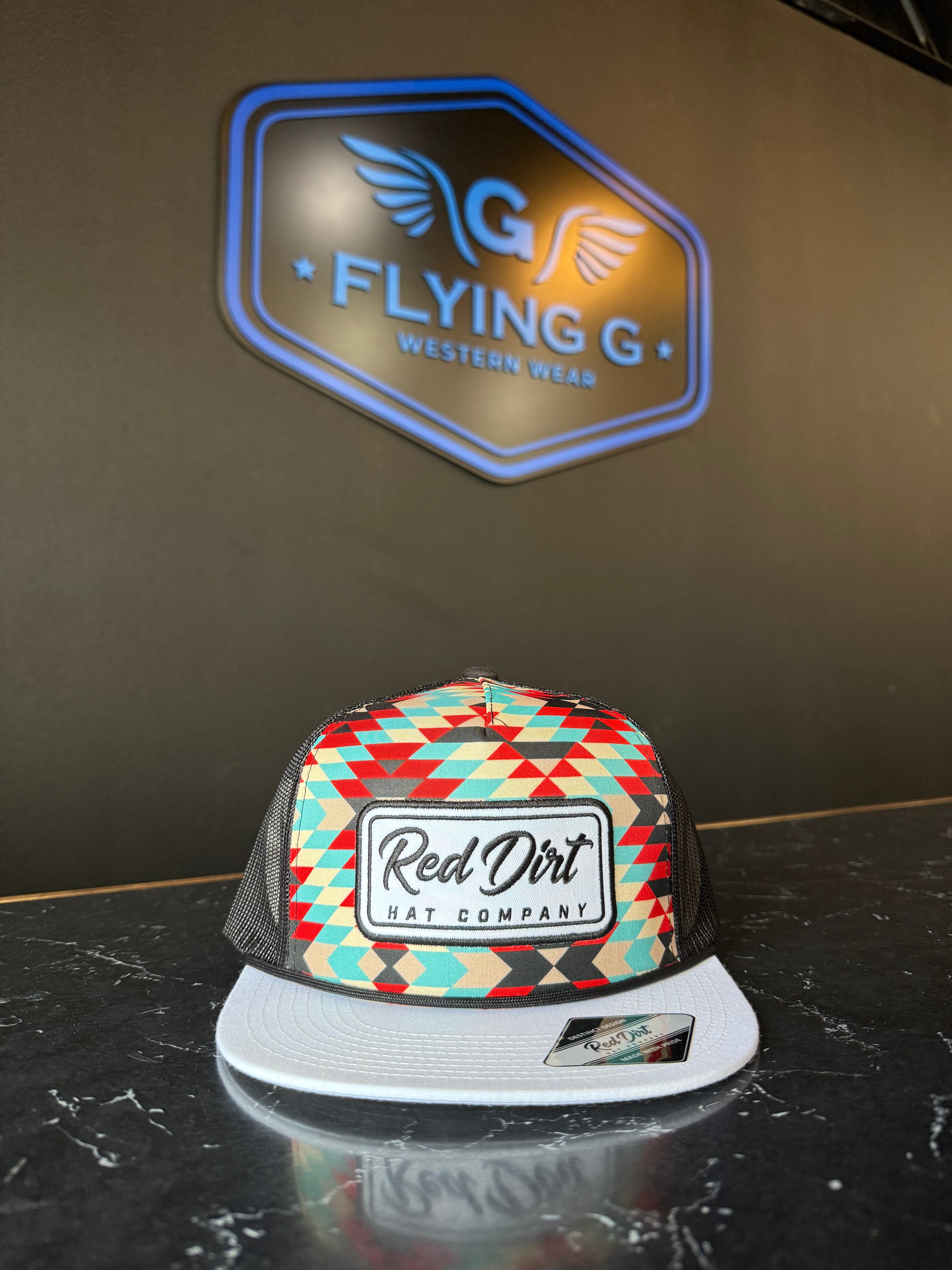 White Aztec red dirt hat