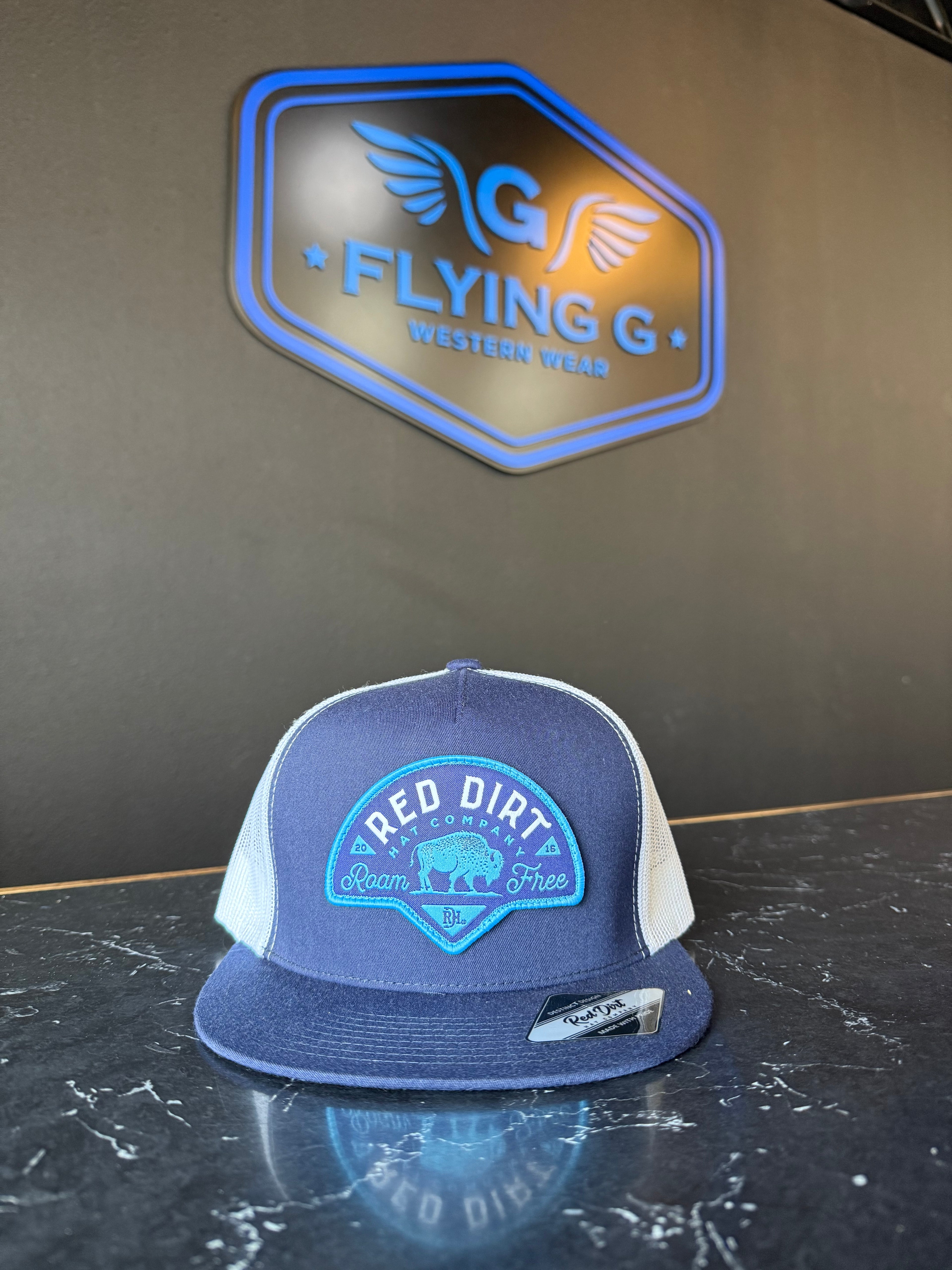 Navy and white red dirt cap