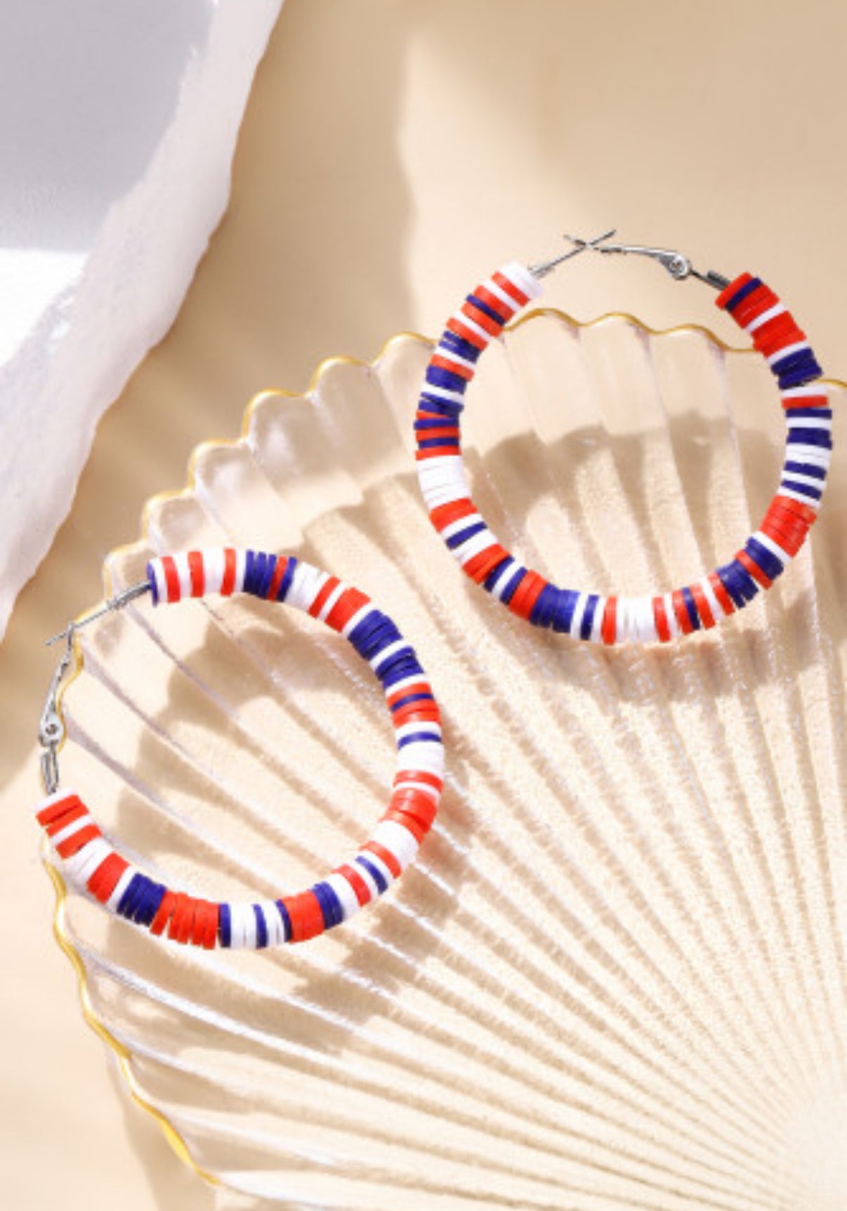 Red, white, and blue earrings