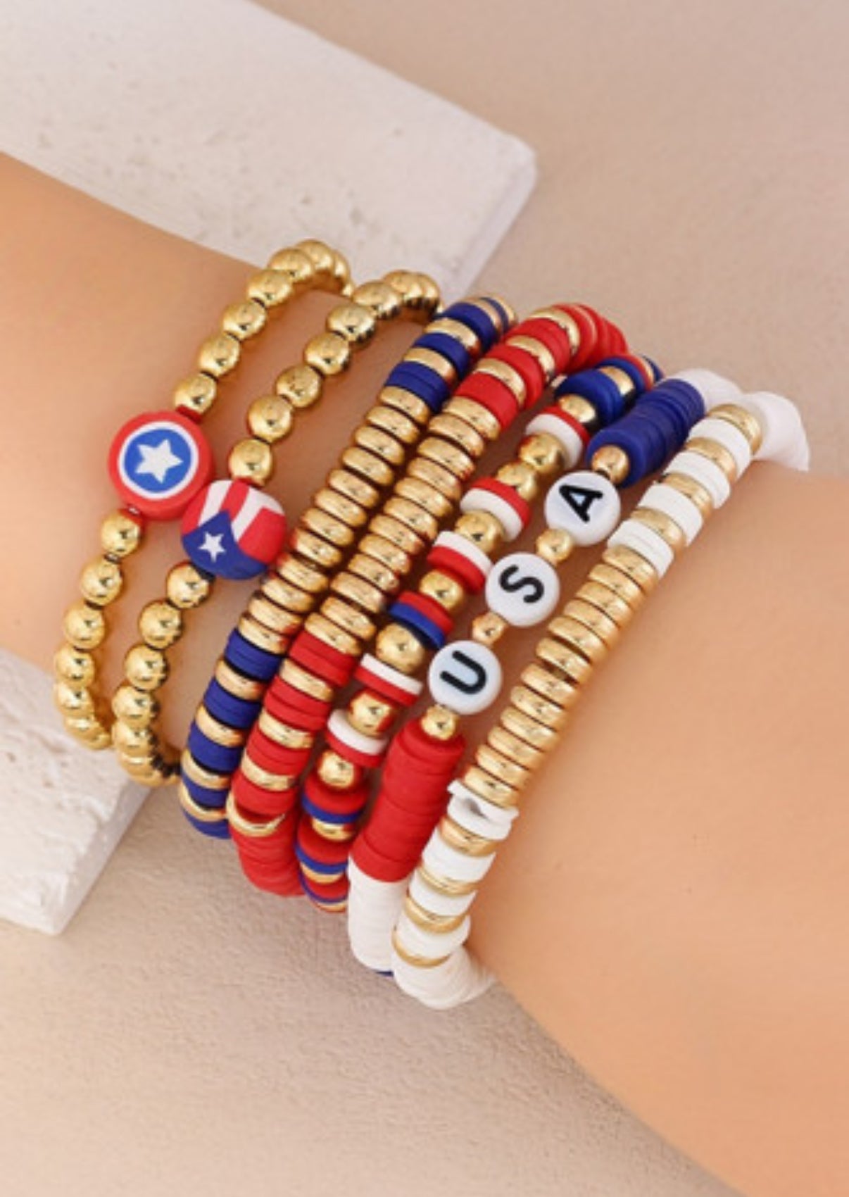 Fourth of July bracelet stack