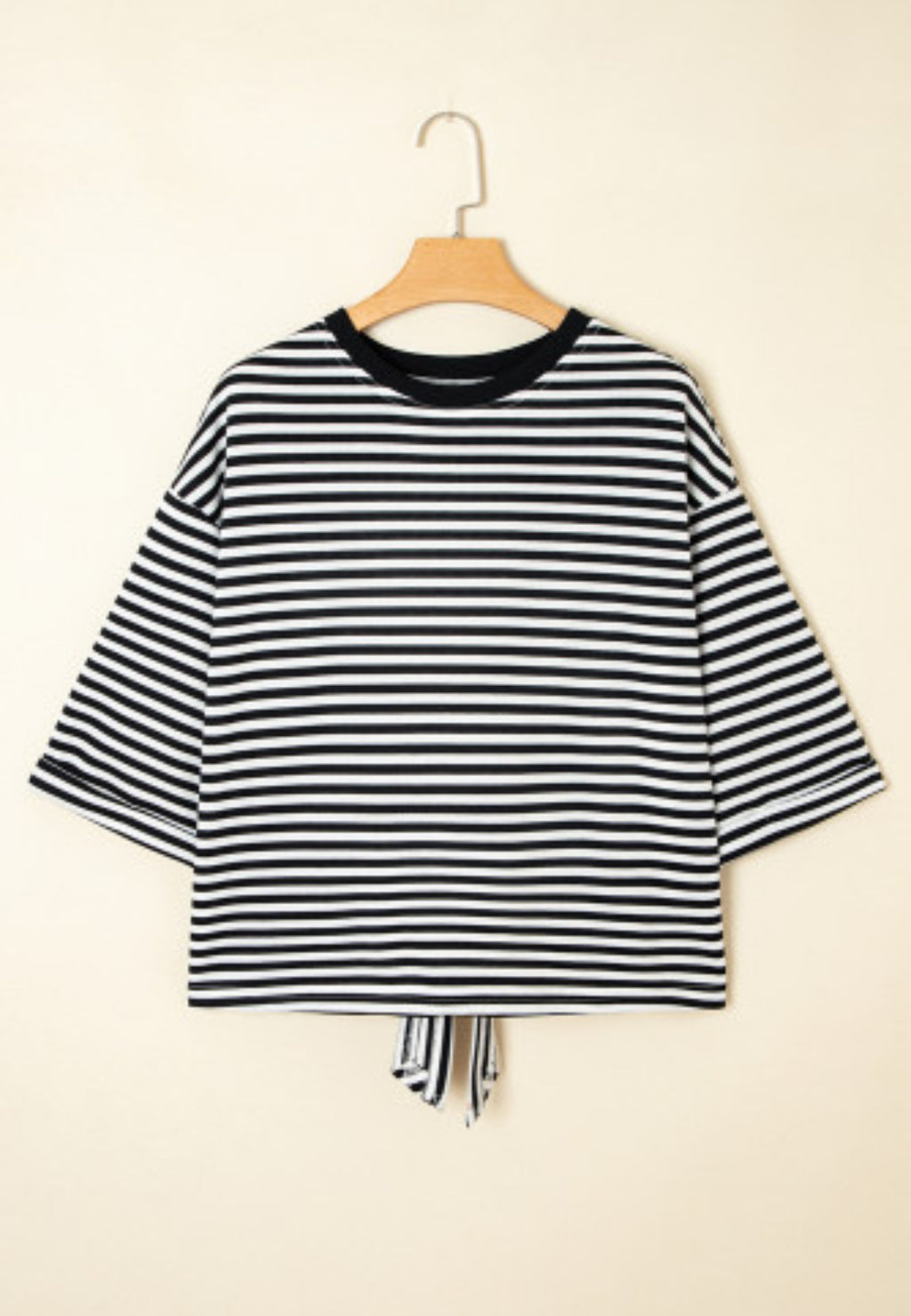 Black and white striped bow top
