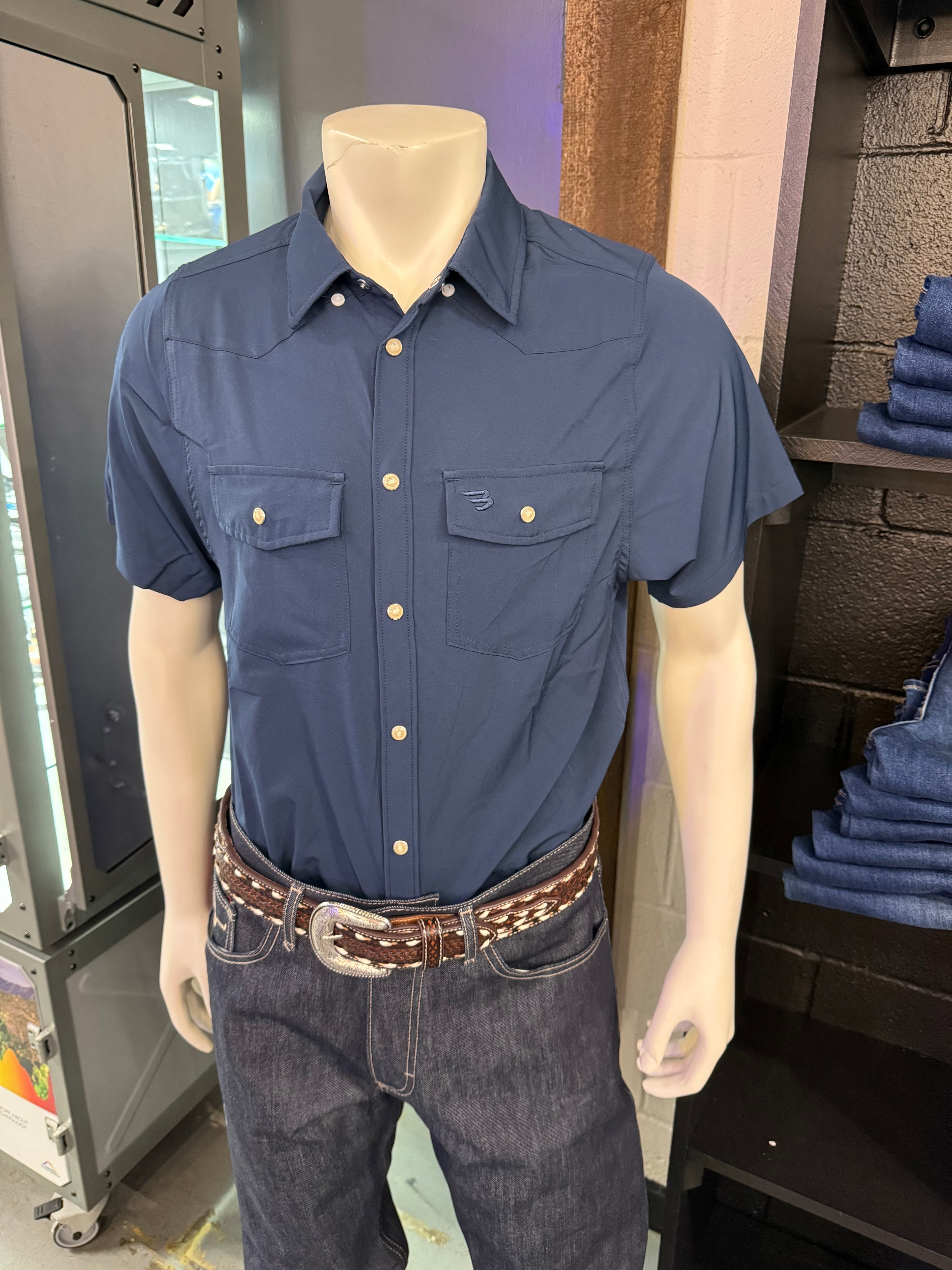 Navy BURLEBO pearl snap