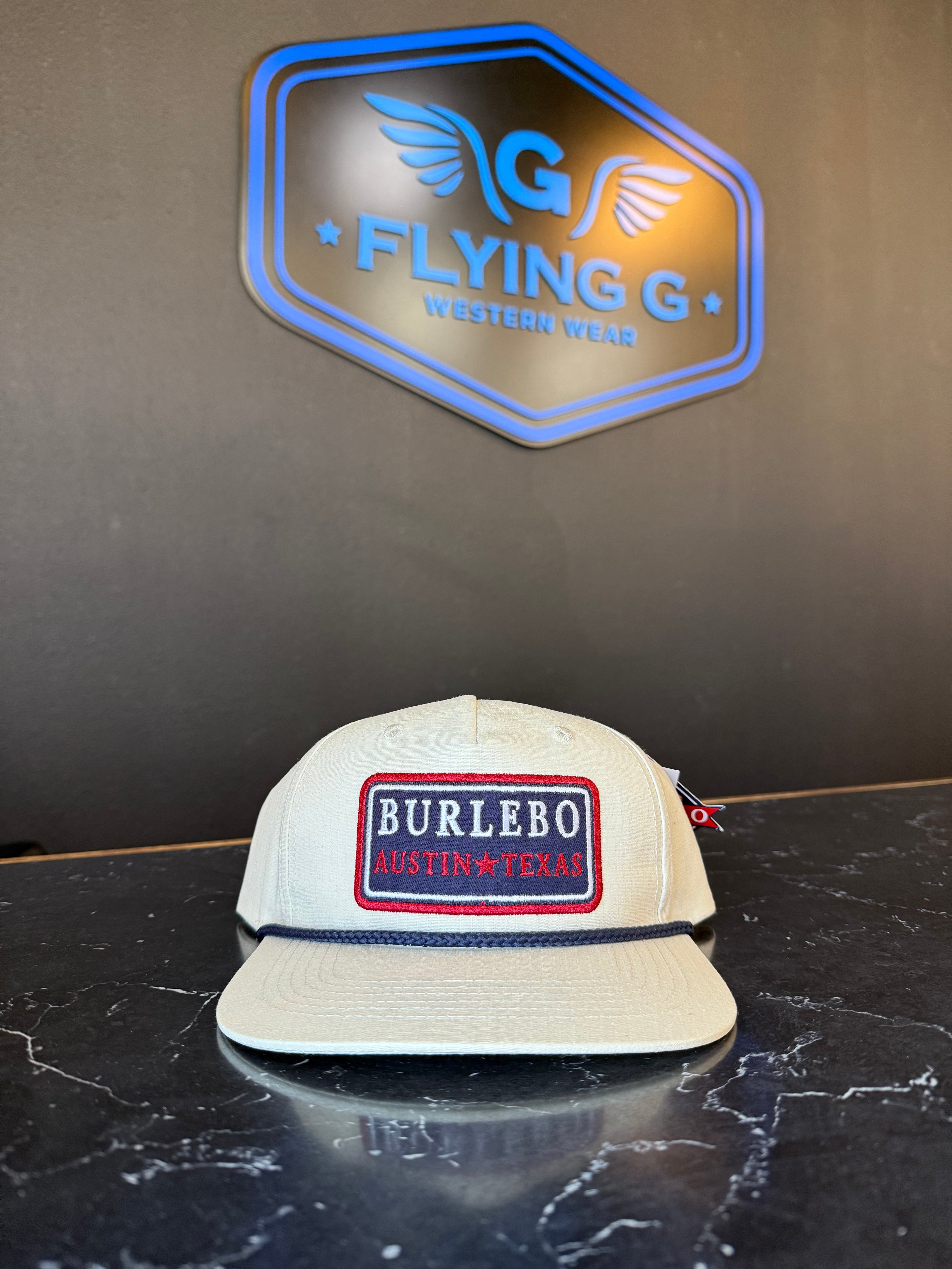 Tan red and navy BURLEBO hat