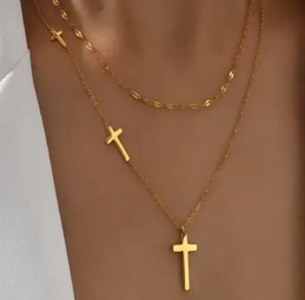Tiered cross necklace