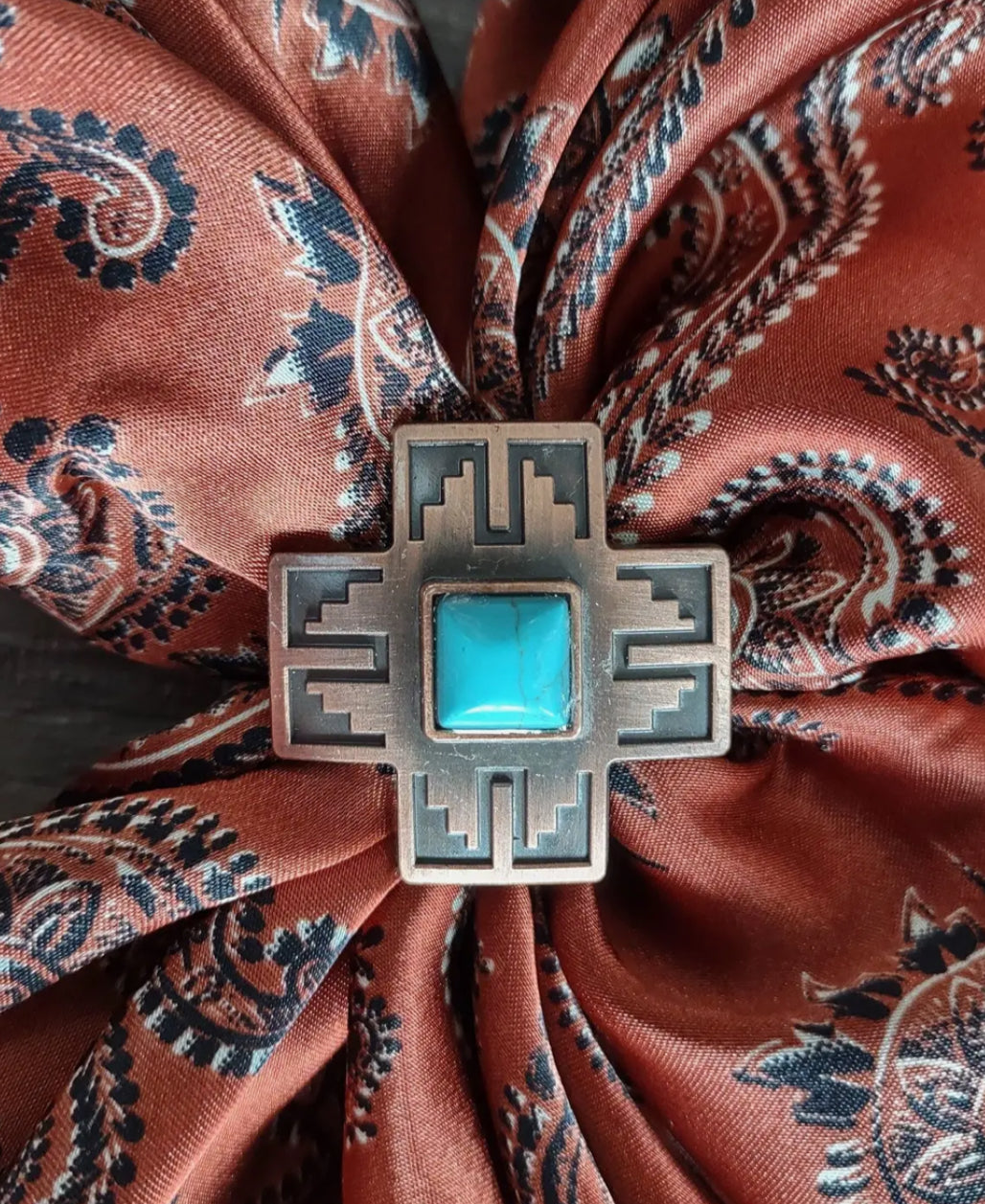 Copper and turquoise wild rag slide