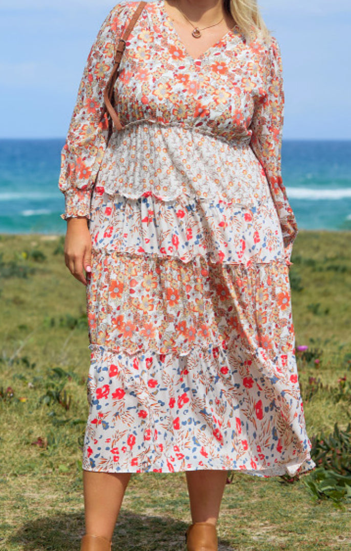 Khaki tiered plus size dress