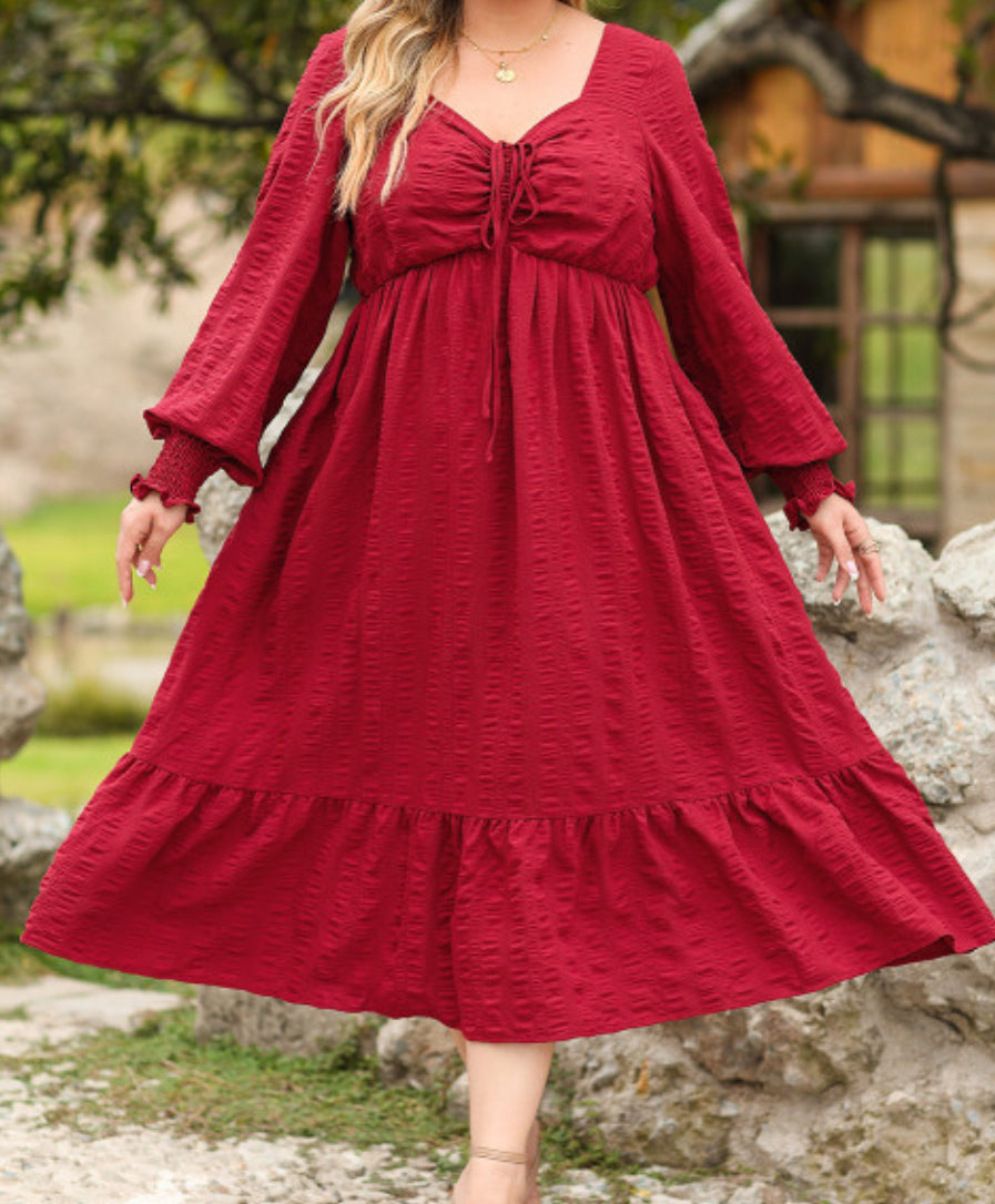 Red plus size maxi dress