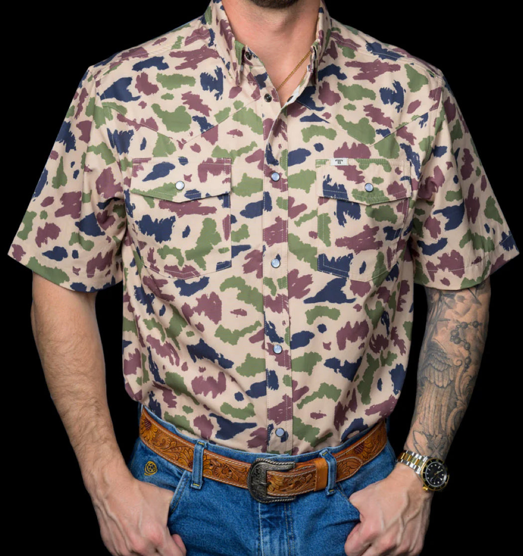 Tan camo Ferrel button up