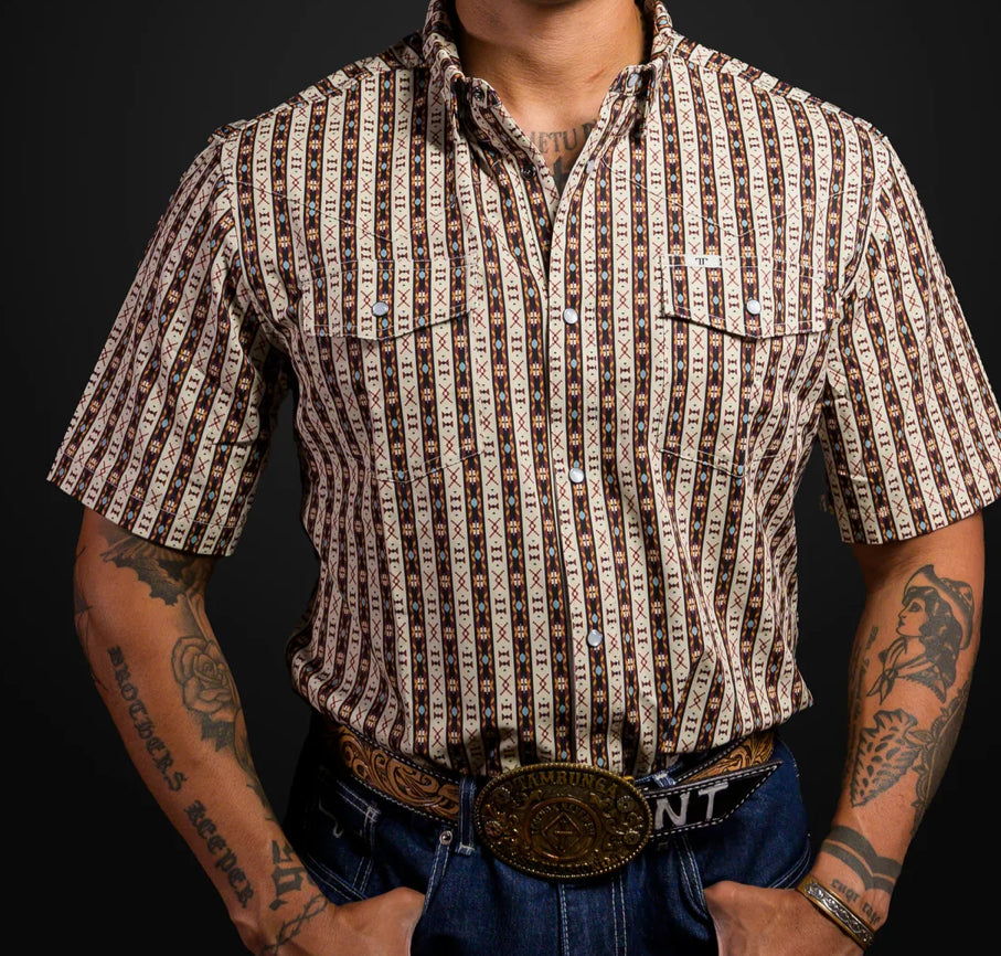 Tan Aztec Ferrel pearl snap