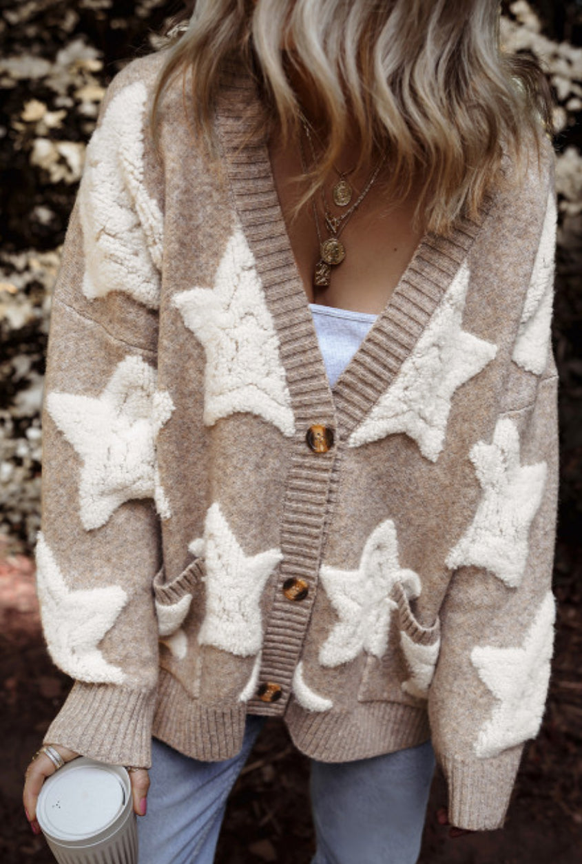 Khaki Star Cardigan