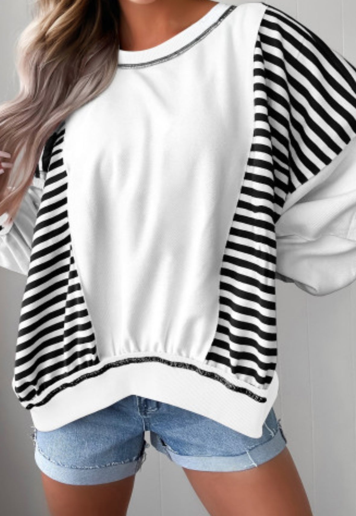 Black and white oversized crewneck