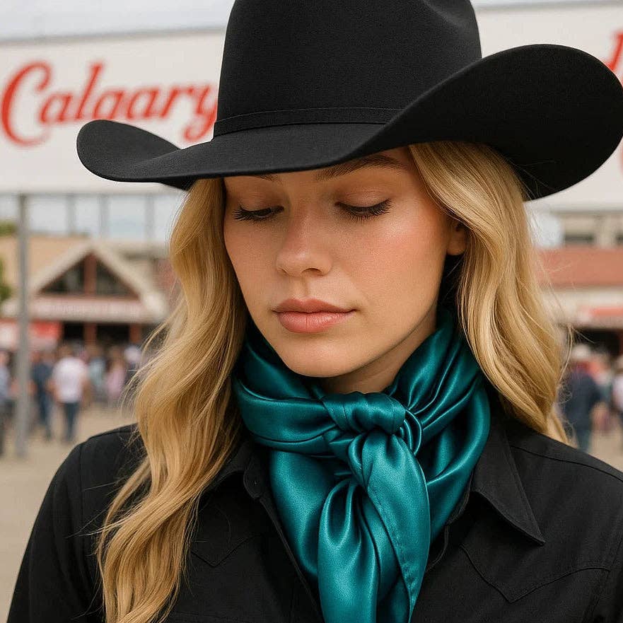 35X35" Solid Teal  Wild Rag - Western Scarf